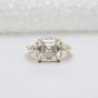 6.60tcw Asscher Lab Grown Diamond Engagement Ring | 6ct Center & Trapezoid Side Stones | 14k Gold