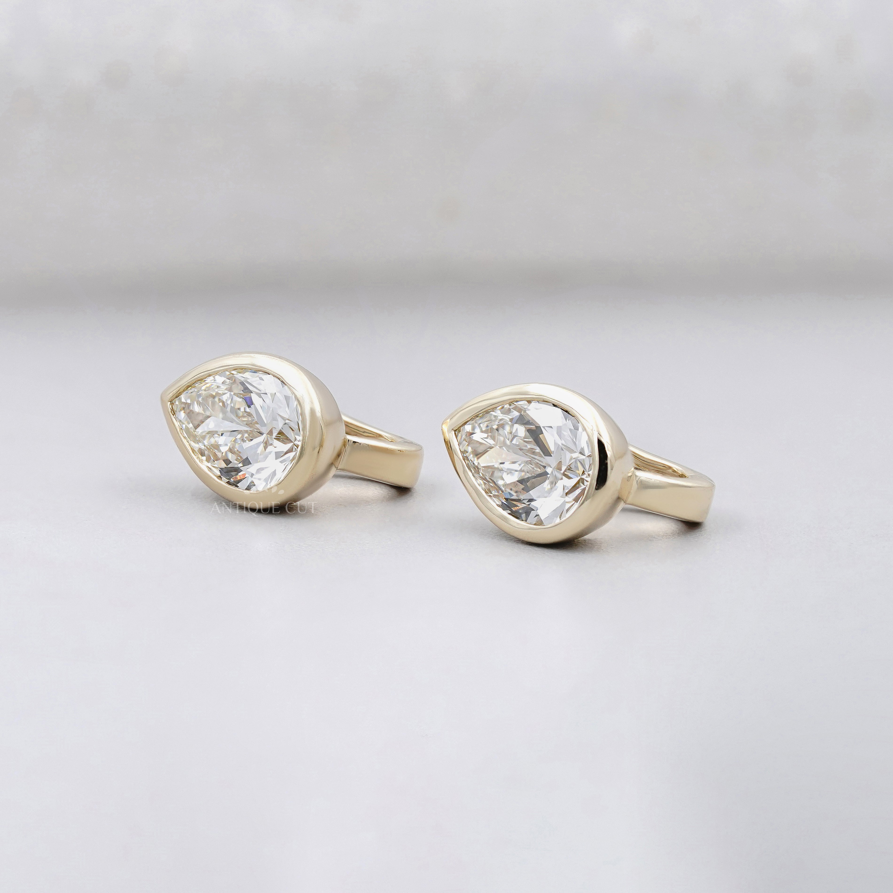 Pear Cut 4.00tcw Lab Grown Diamond Hoop Earrings | Bezel Set | IGI Certified