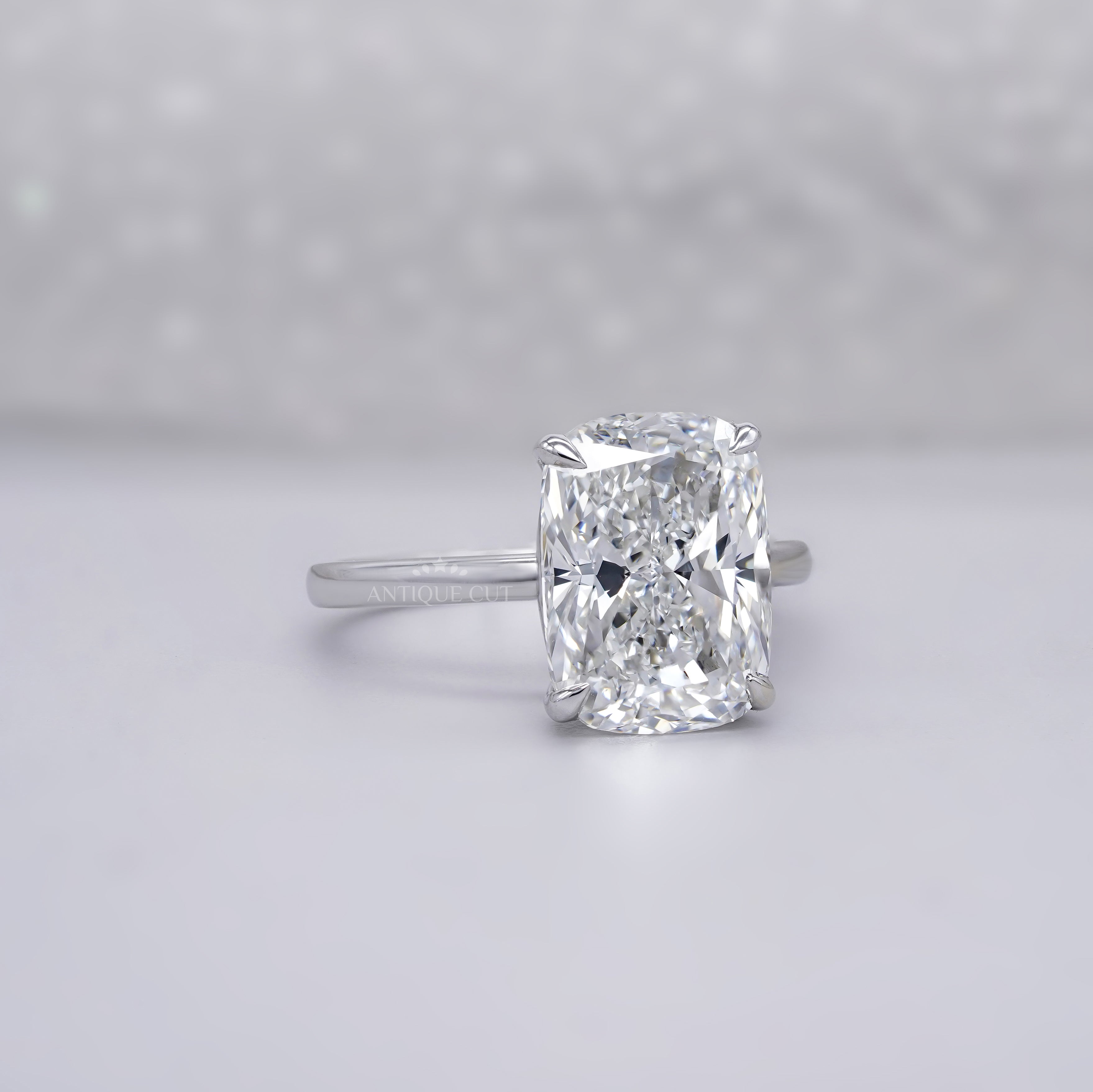 Elongated Cushion 7.00ct Lab Grown Diamond Solitaire Ring in White Gold | IGI Certified