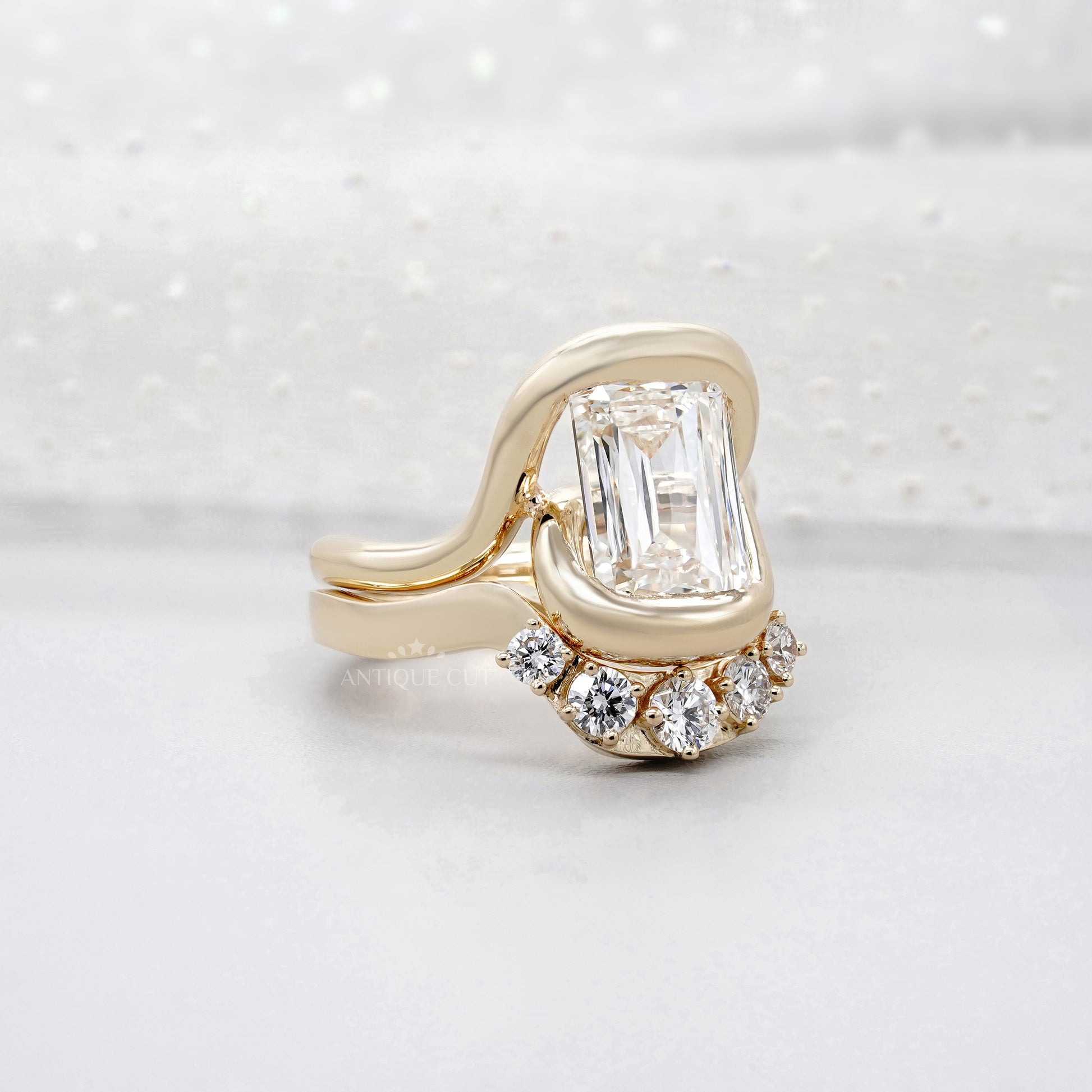 Emerald 6.70tcw Lab Grown Diamond Criss-Cut Engagement Ring | IGI Certified