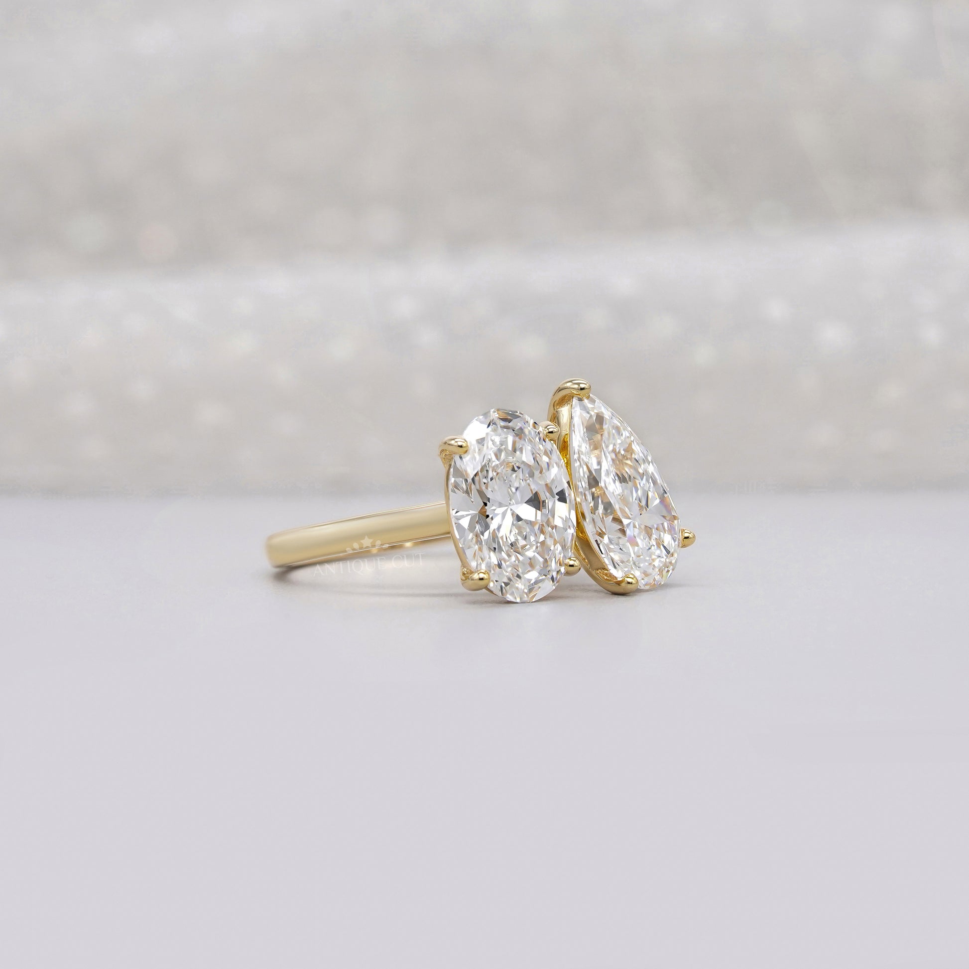 Oval and Pear 4.00tcw Lab Diamond Toi Et Moi Engagement Ring | IGI Certified | Modern Setting