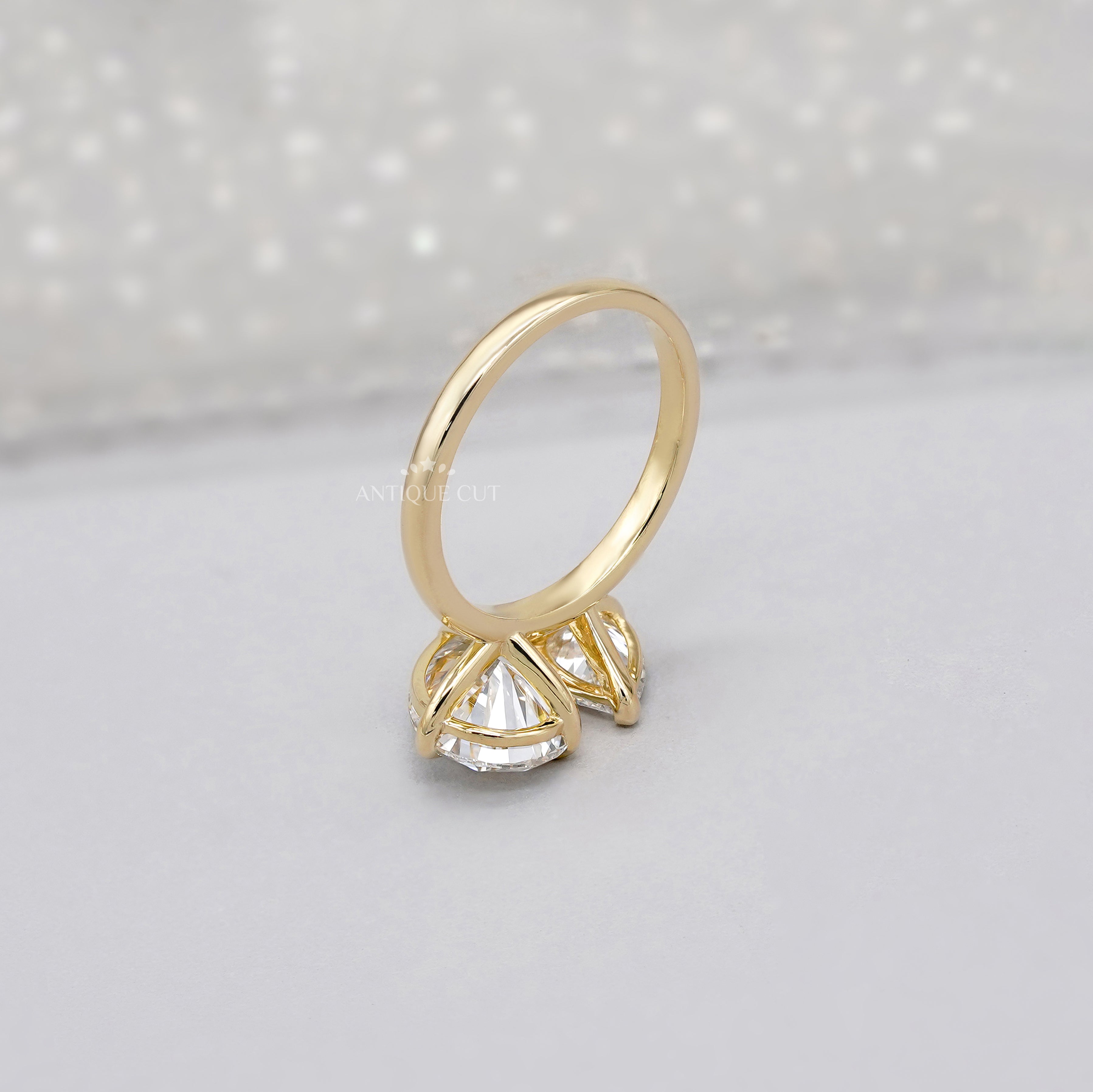 3.10tcw Pear Toi Et Moi Lab Grown Diamond Ring | Two Stone Yellow Gold | IGI Certified
