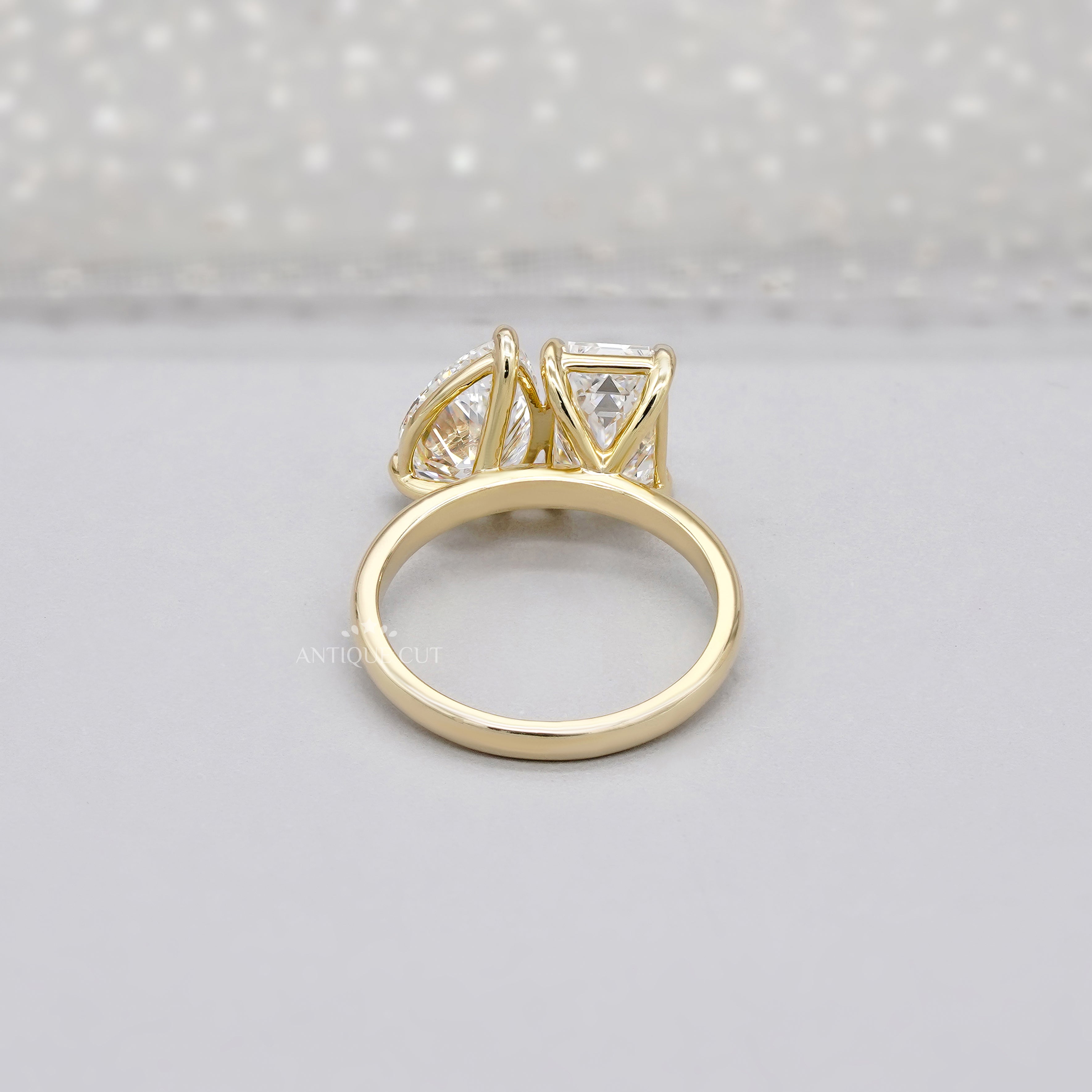 Emerald & Pear 4.00tcw Lab Grown Diamond Toi et Moi Engagement Ring | Yellow Gold | IGI Certified