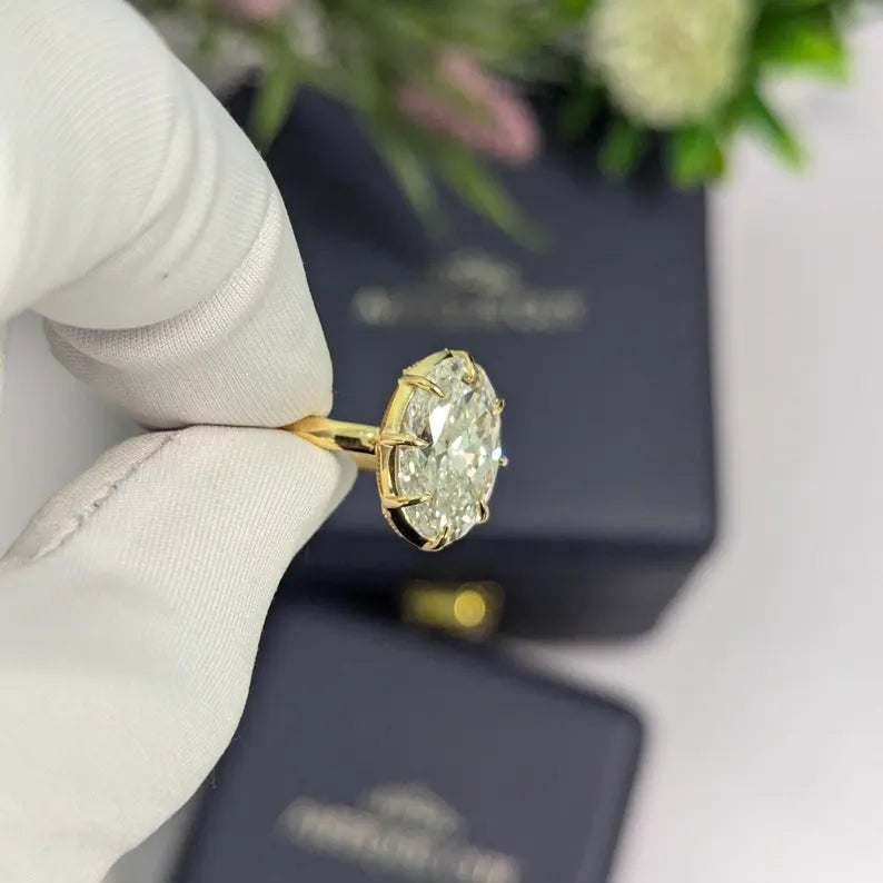 Oval 6.30ct Lab Grown Diamond Bezel Set Engagement Ring, D-E-F Color, VVS-VS Clarity - IGI Certificate