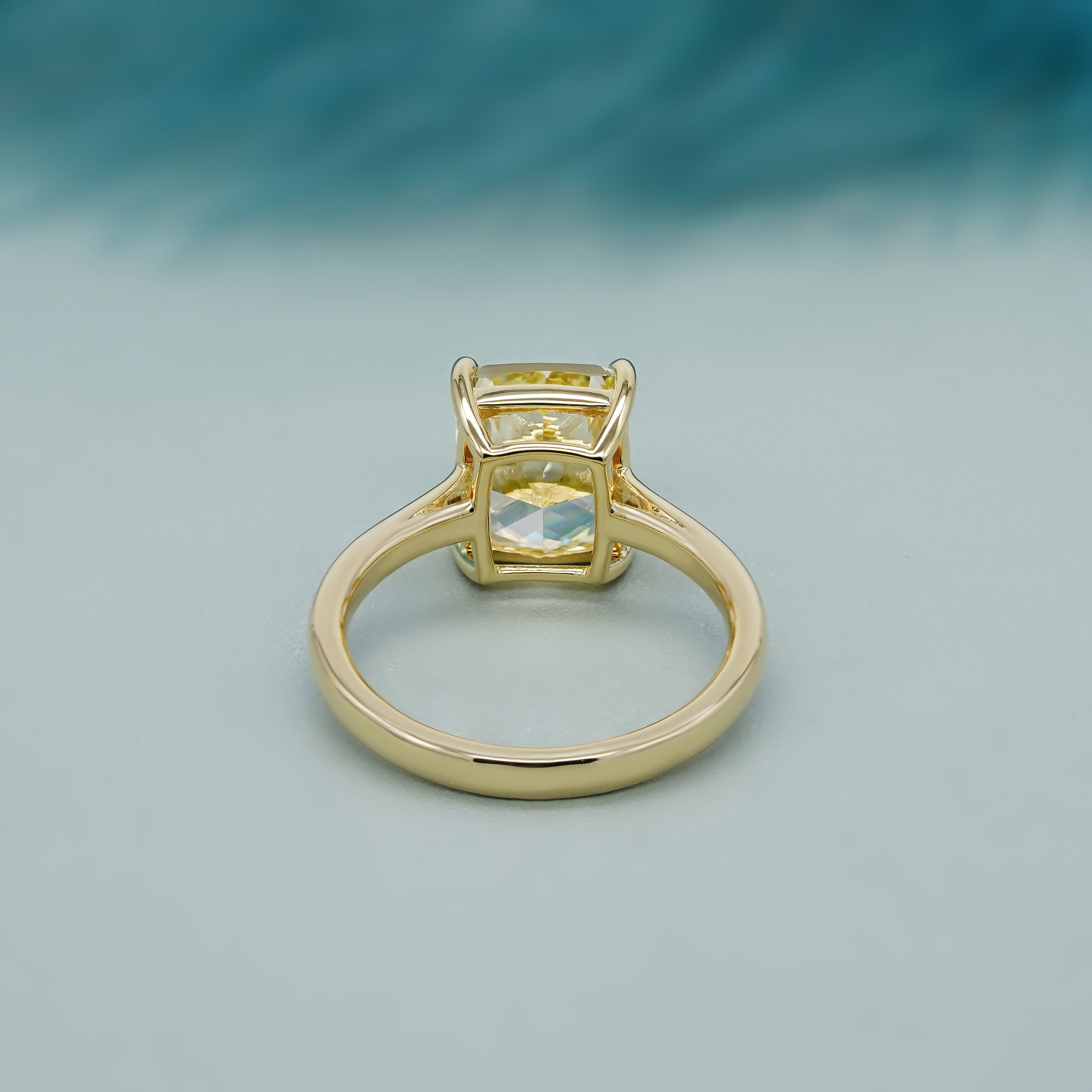 Fancy Yellow Radiant 4.00ct Lab Grown Diamond Engagement Ring | Yellow Gold Solitaire | VVS–VS Clarity | Ethical Wedding Ring