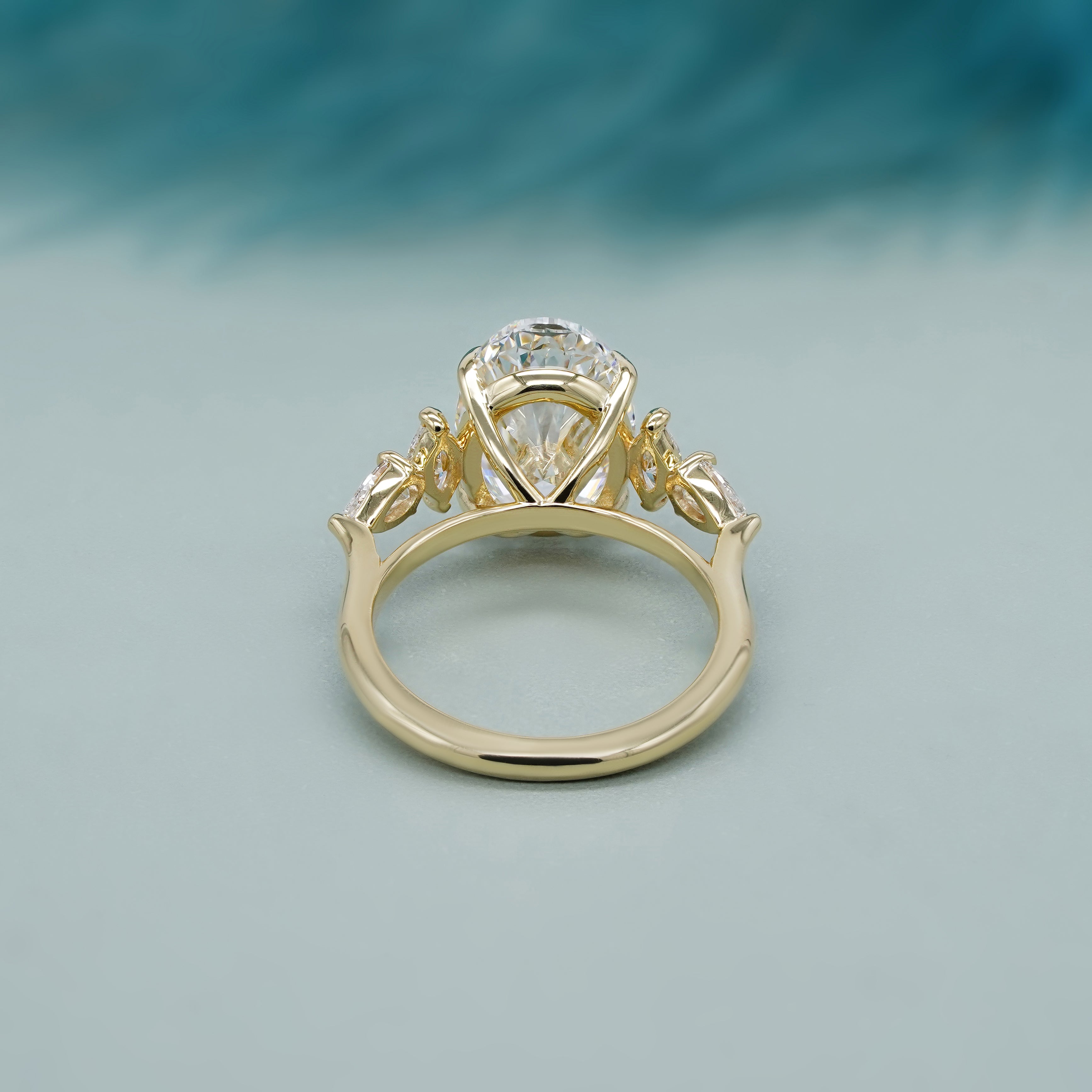 4.20tcw Oval Lab Grown Diamond Ring | Cathedral Side Stone Engagement Ring | IGI Certified | D-E-F Color | VVS-VS