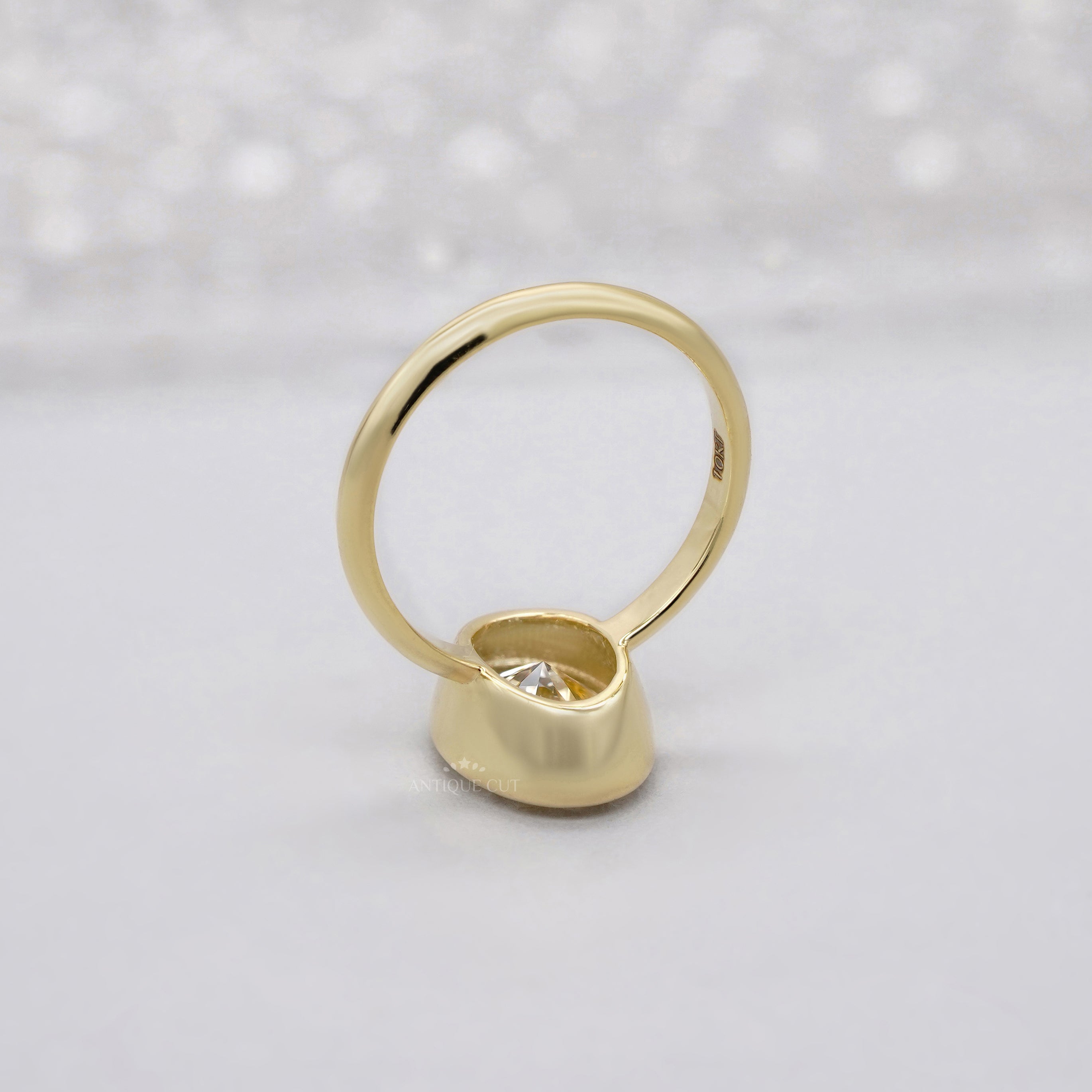 Oval 2.00ct Lab Grown Diamond Bezel Set Engagement Ring in Yellow Gold | IGI Certified