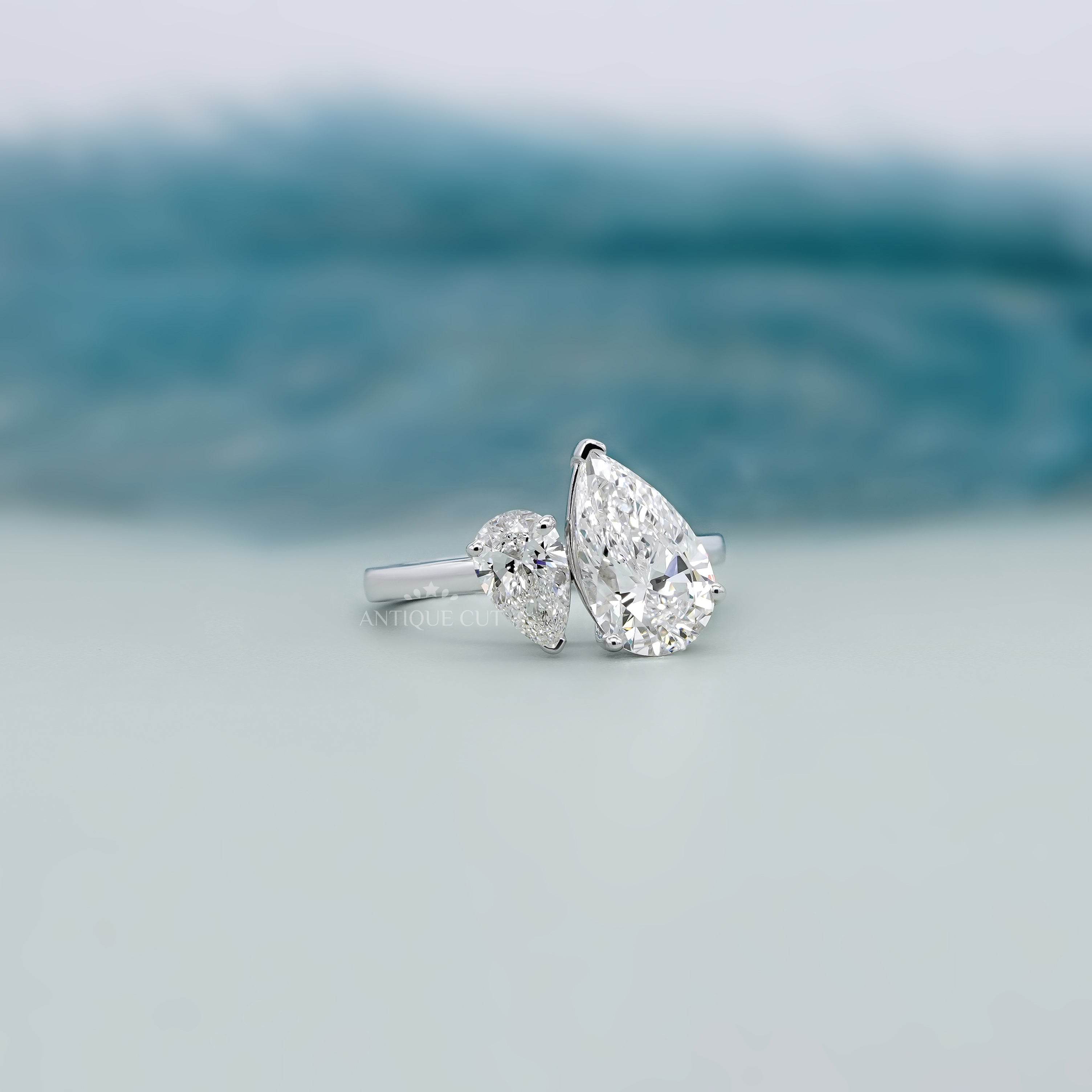 Pear Toi et Moi 3.15ct Lab Diamond Ring | Unique Two-Stone | IGI Certified