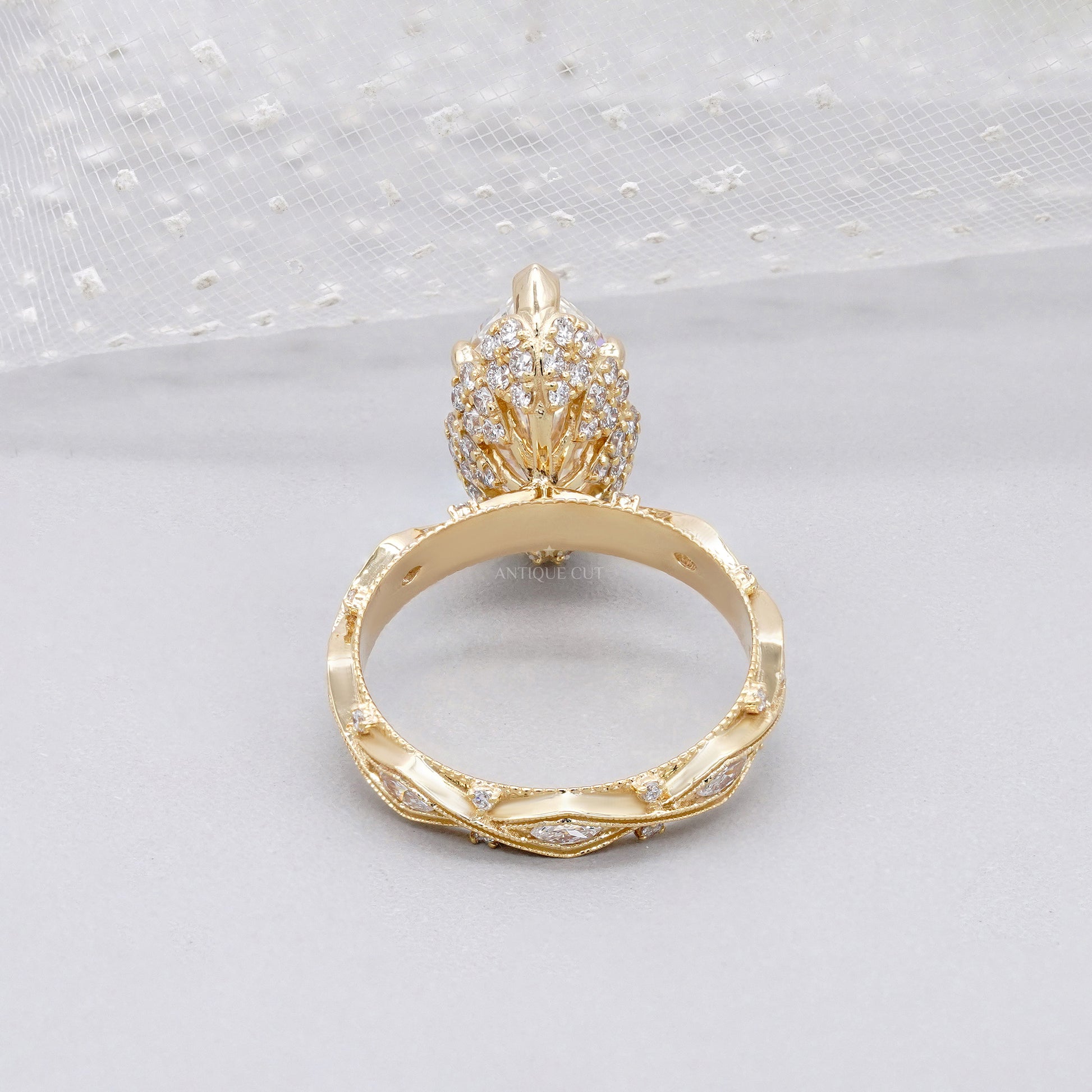 Marquise Cut 3.50tcw Lab Grown Diamond Engagement Ring | Vintage Halo IGI Certified