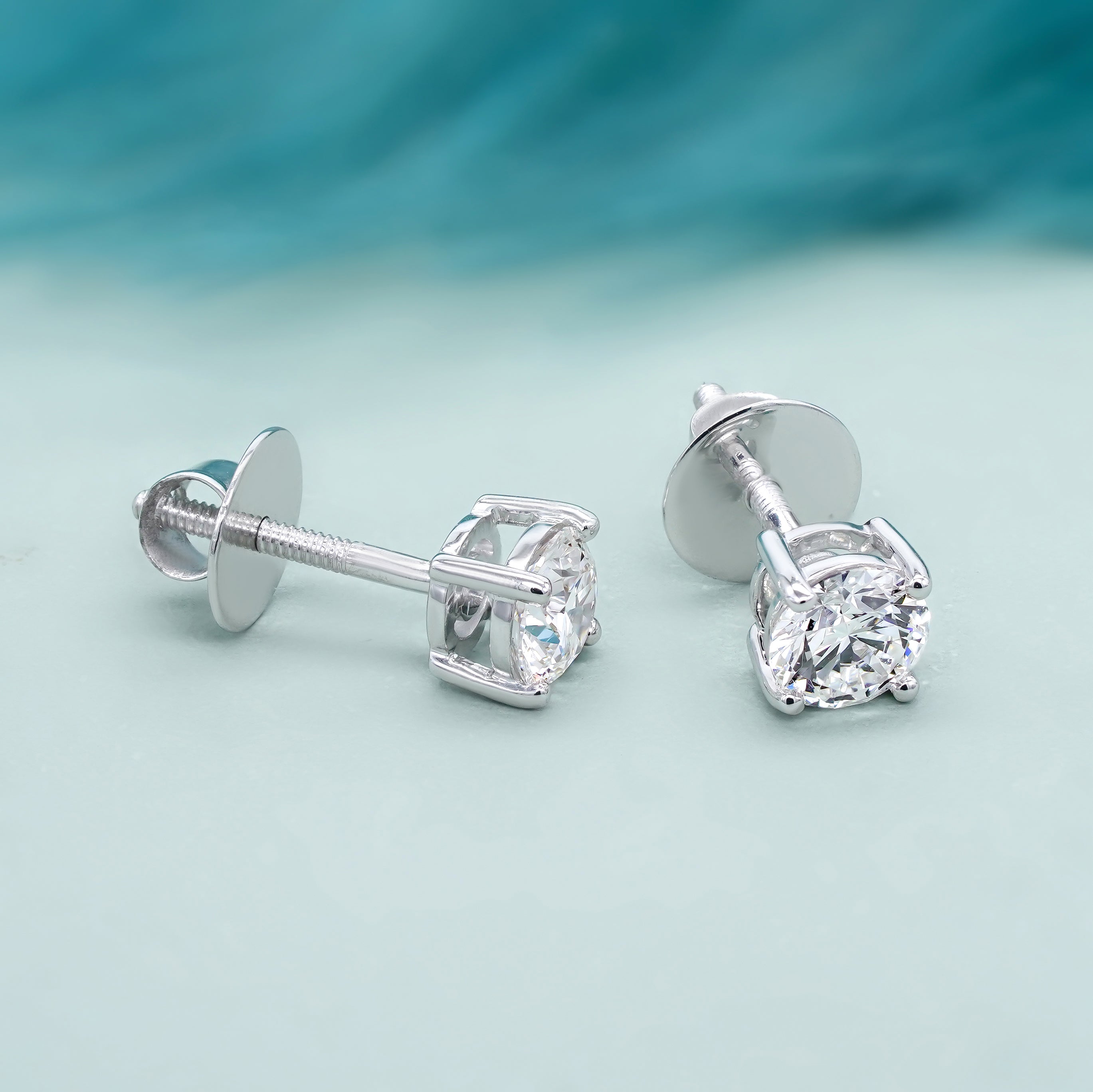 1.00tcw Round Lab Grown Diamond Stud Earrings | White Gold | D-E-F Color, VVS-VS Clarity | IGI Certified | Everyday Luxury Earrings