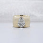 3.00ct Pear Lab Grown Diamond Wide Band Ring | Modern Yellow Gold
