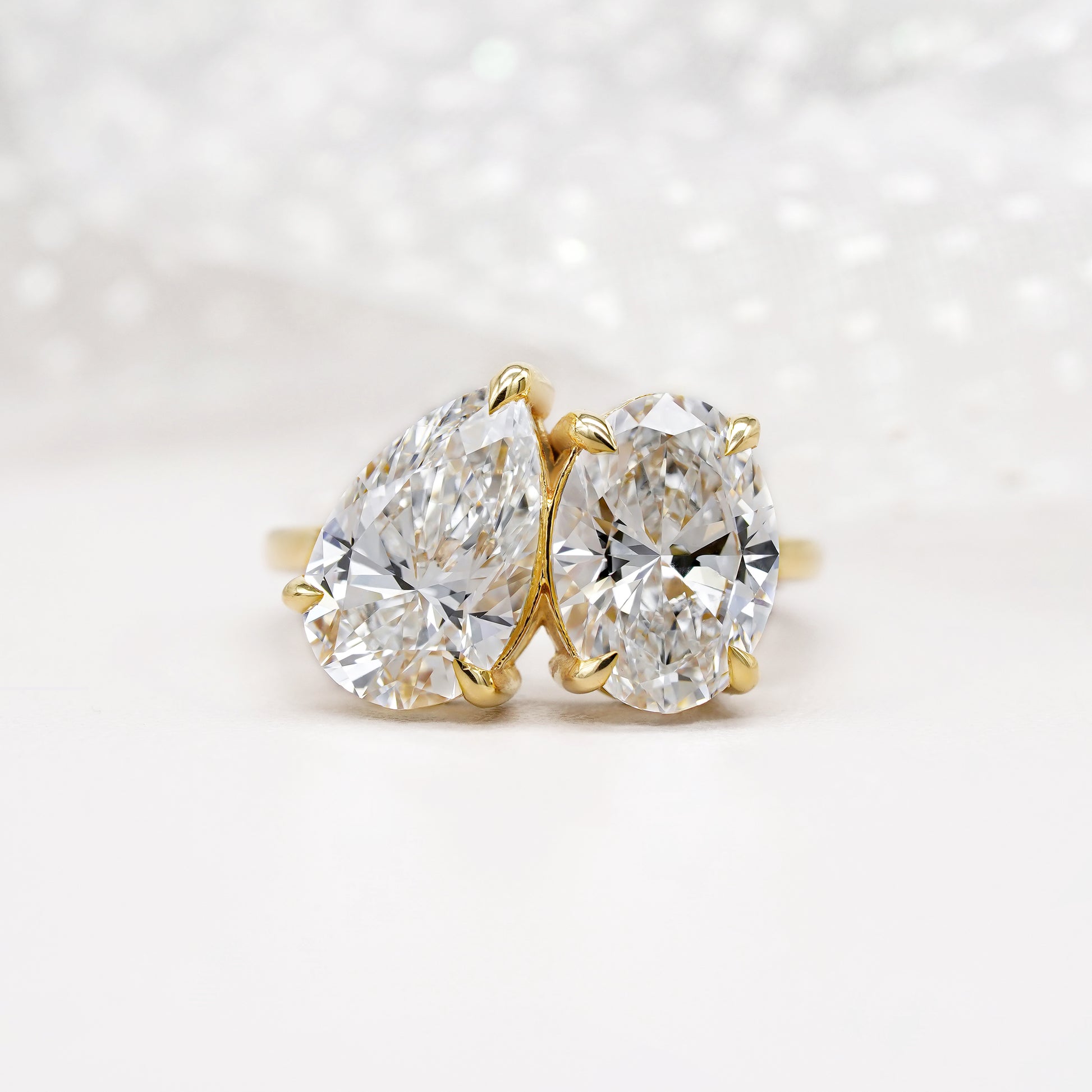 Oval And Pear 6.00tcw Toi et Moi Lab Diamond Ring | IGI Certified