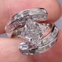 Princess 4.50tcw Lab Diamond Ring | Baguette Side Stones | Bypass Design | IGI Certified