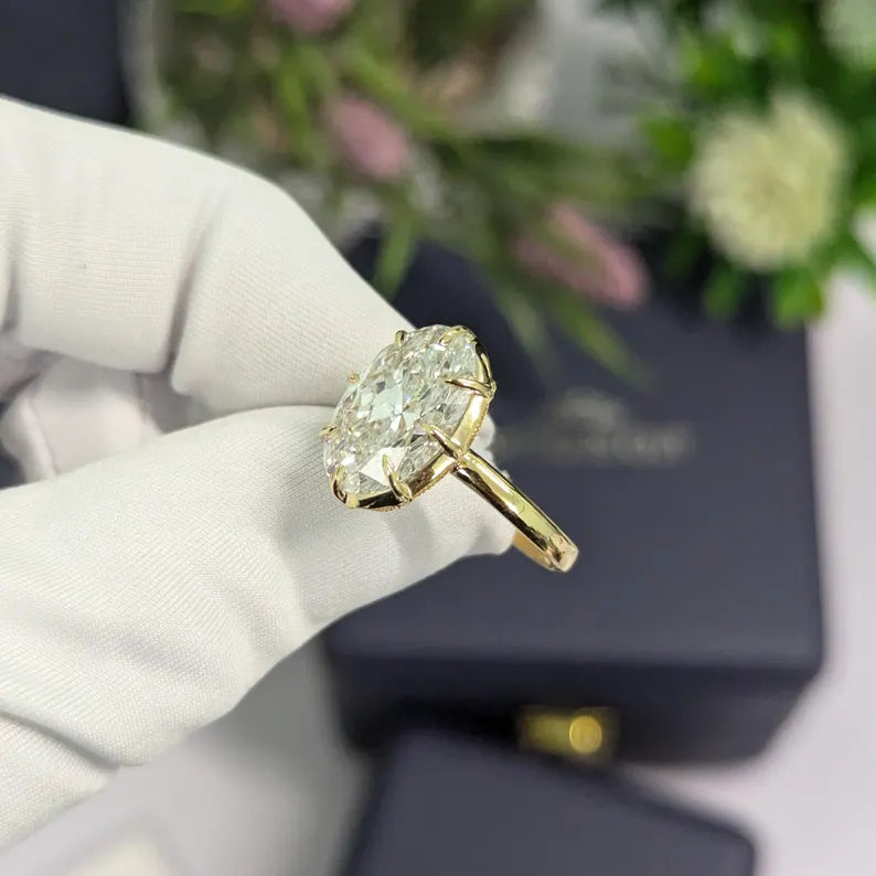 Oval 6.30ct Lab Grown Diamond Bezel Set Engagement Ring, D-E-F Color, VVS-VS Clarity - IGI Certificate