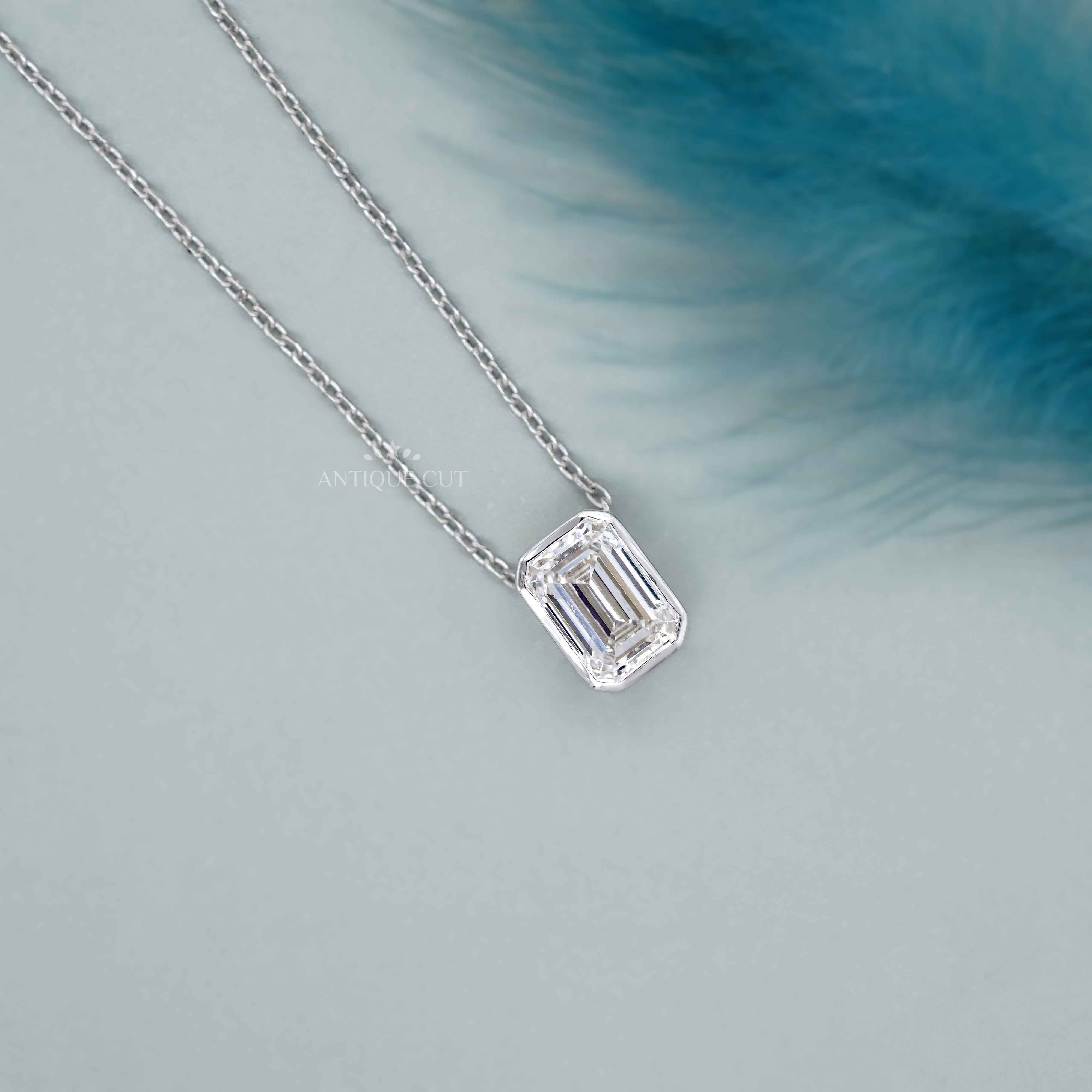 Emerald 3.00ct Lab Grown Pendant Necklace | Featuring Bezel Setting | Minimalist Style | IGI Certified