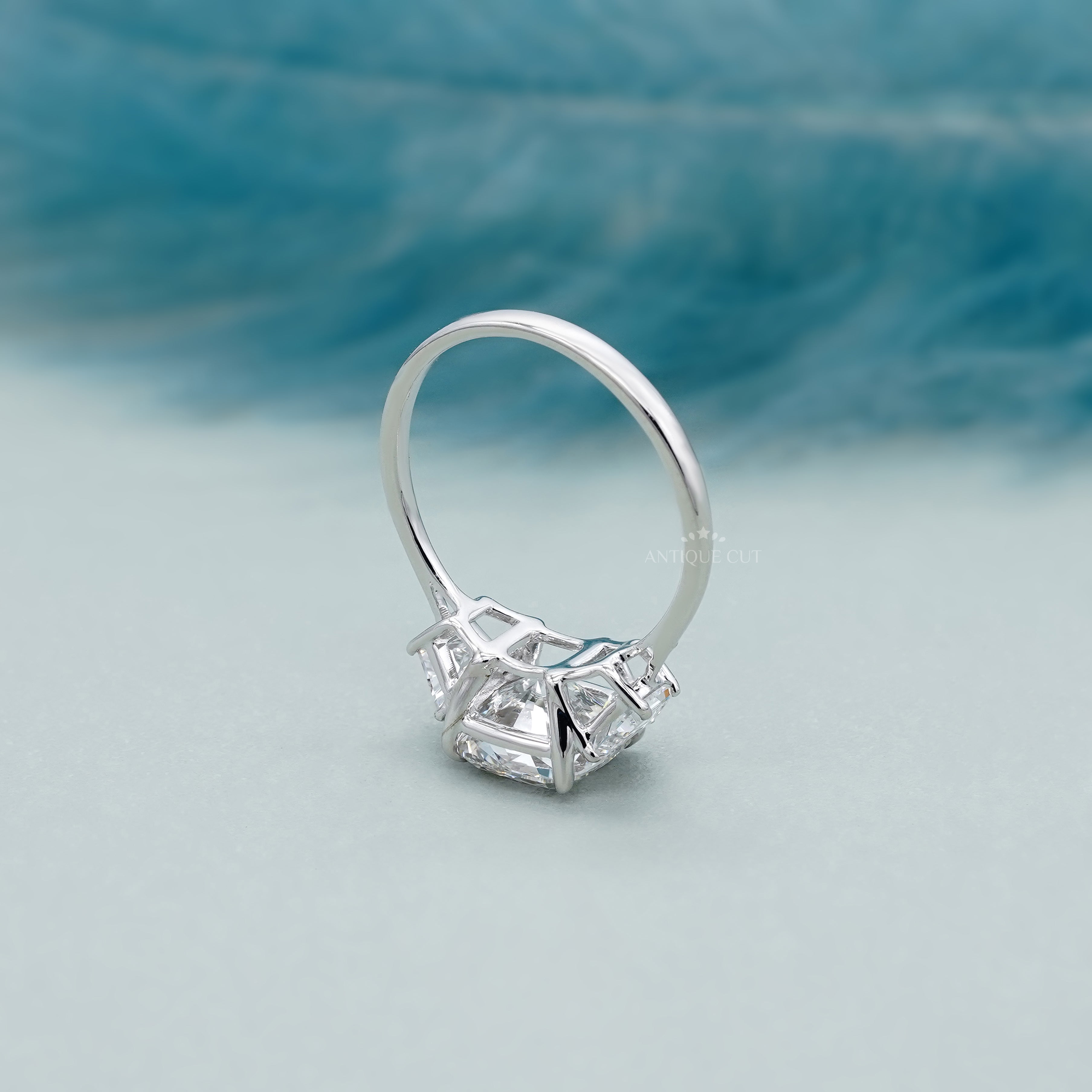 Cushion 3.00tcw Lab Grown Diamond Three-Stone Engagement Ring | IGI Certified