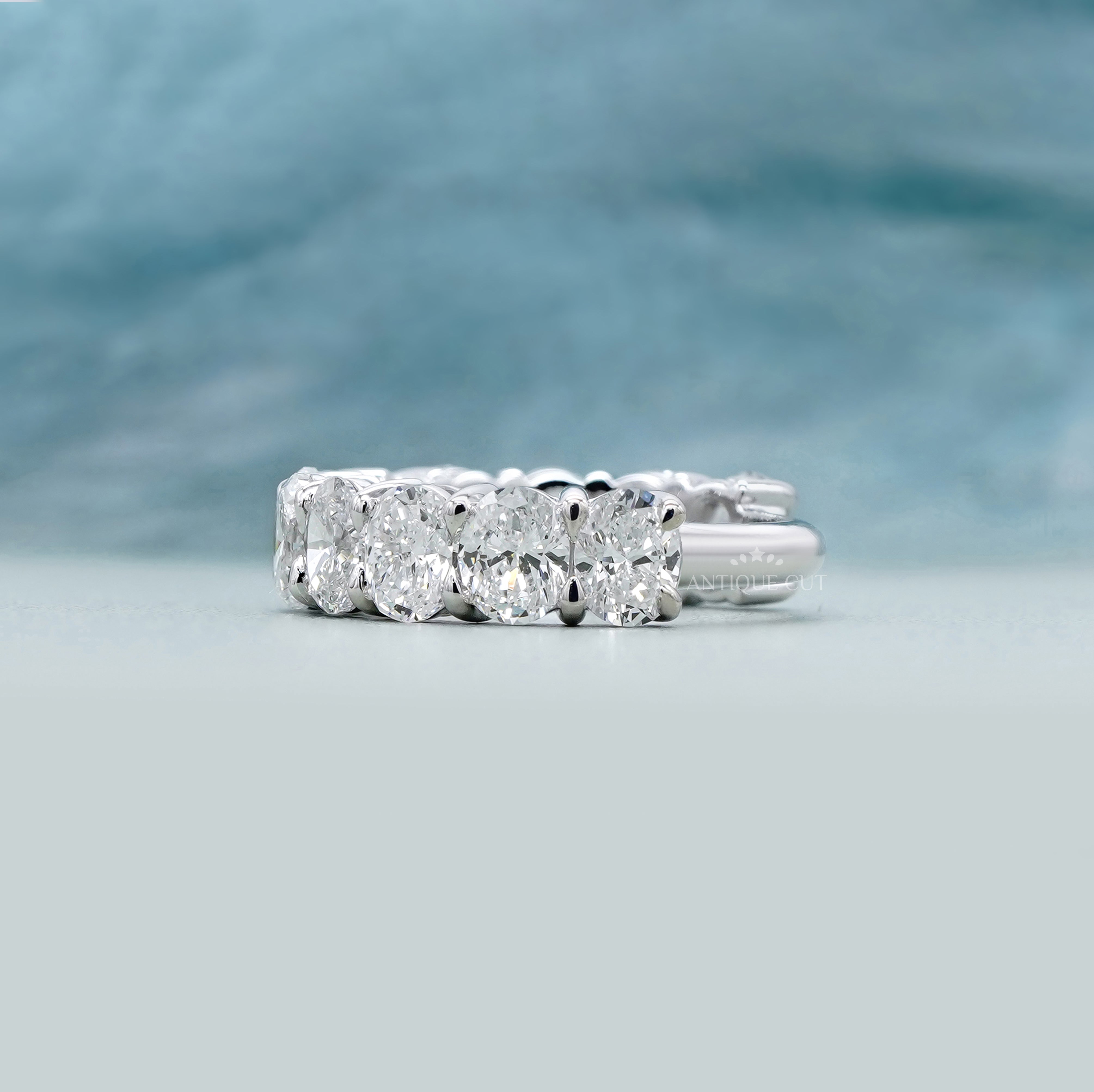 3.30tcw Oval Cut Lab Grown Diamond Eternity Band | White Gold IGI Certified