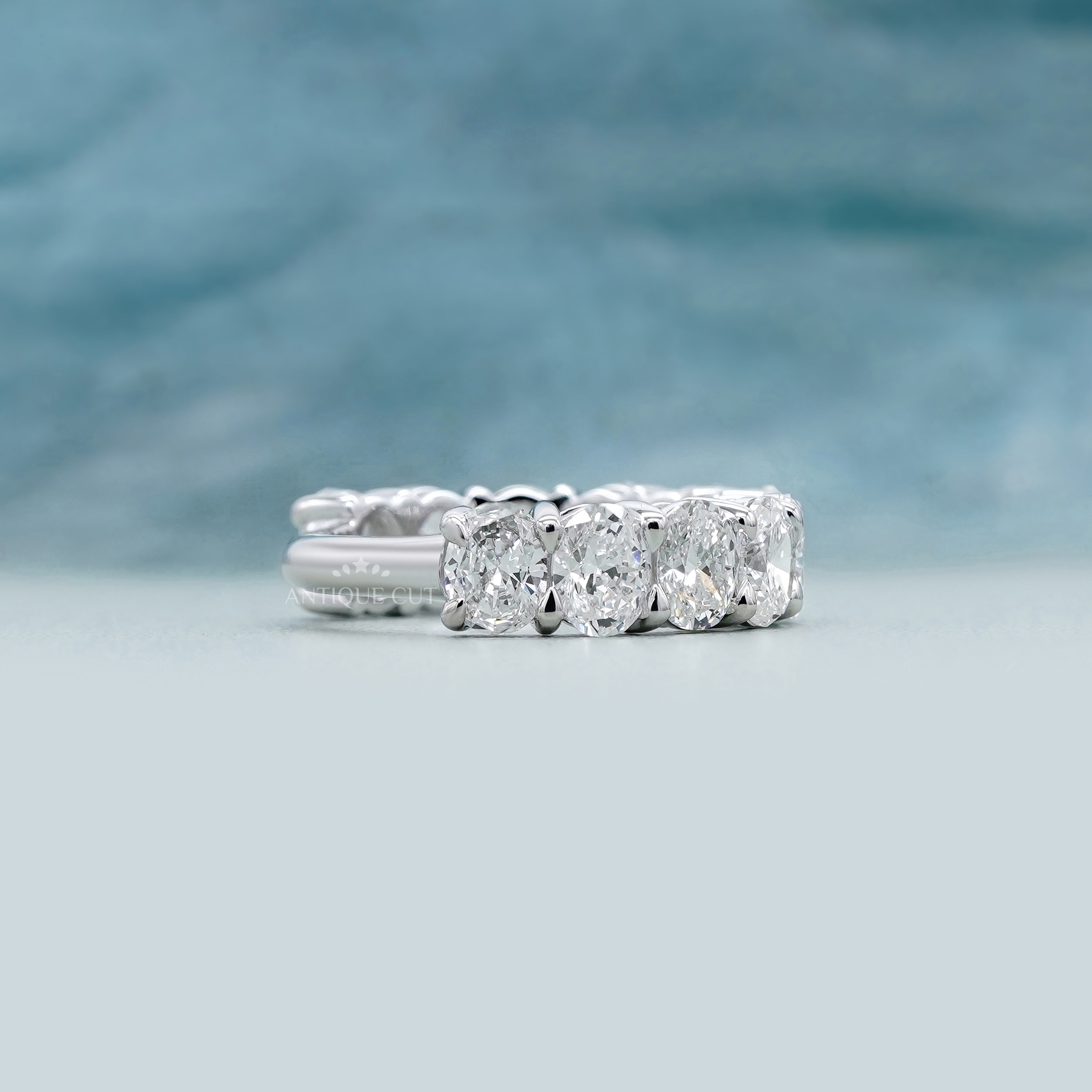 3.30tcw Oval Cut Lab Grown Diamond Eternity Band | White Gold IGI Certified