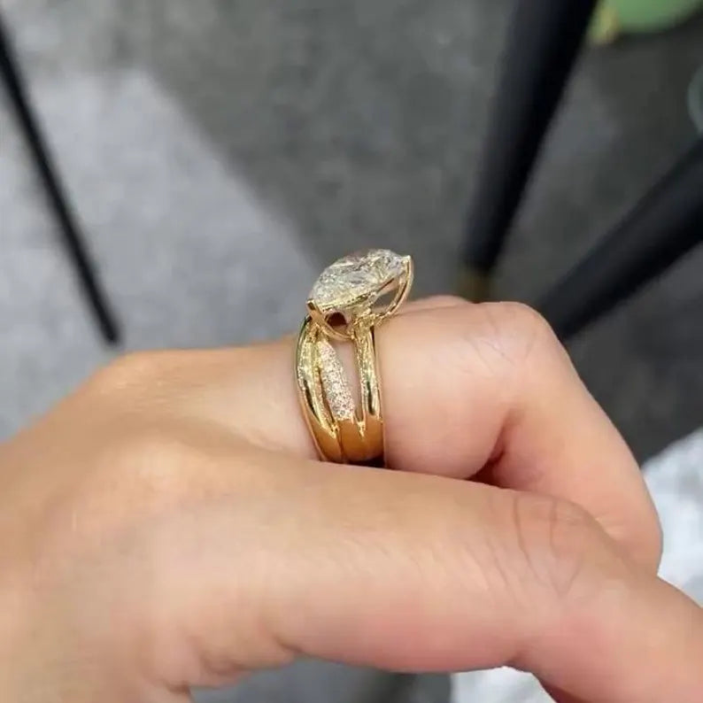 Pear 5.50tcw Lab Diamond Ring | Twisted Band | IGI Certified | D-E-F | VVS–VS Clarity