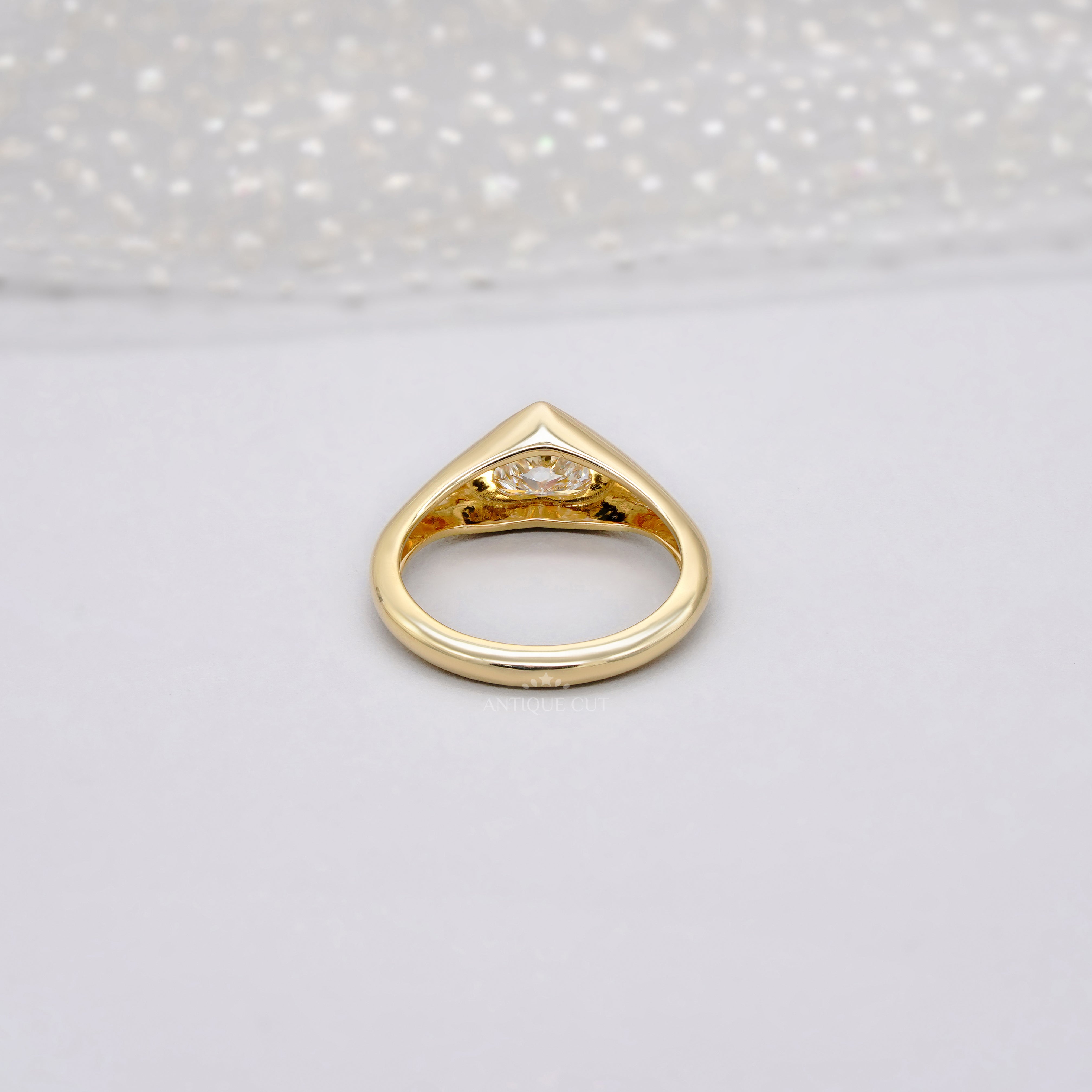Heart 1.00ct Lab Diamond Bezel Ring | Solid Yellow Gold | Modern Love IGI Certified