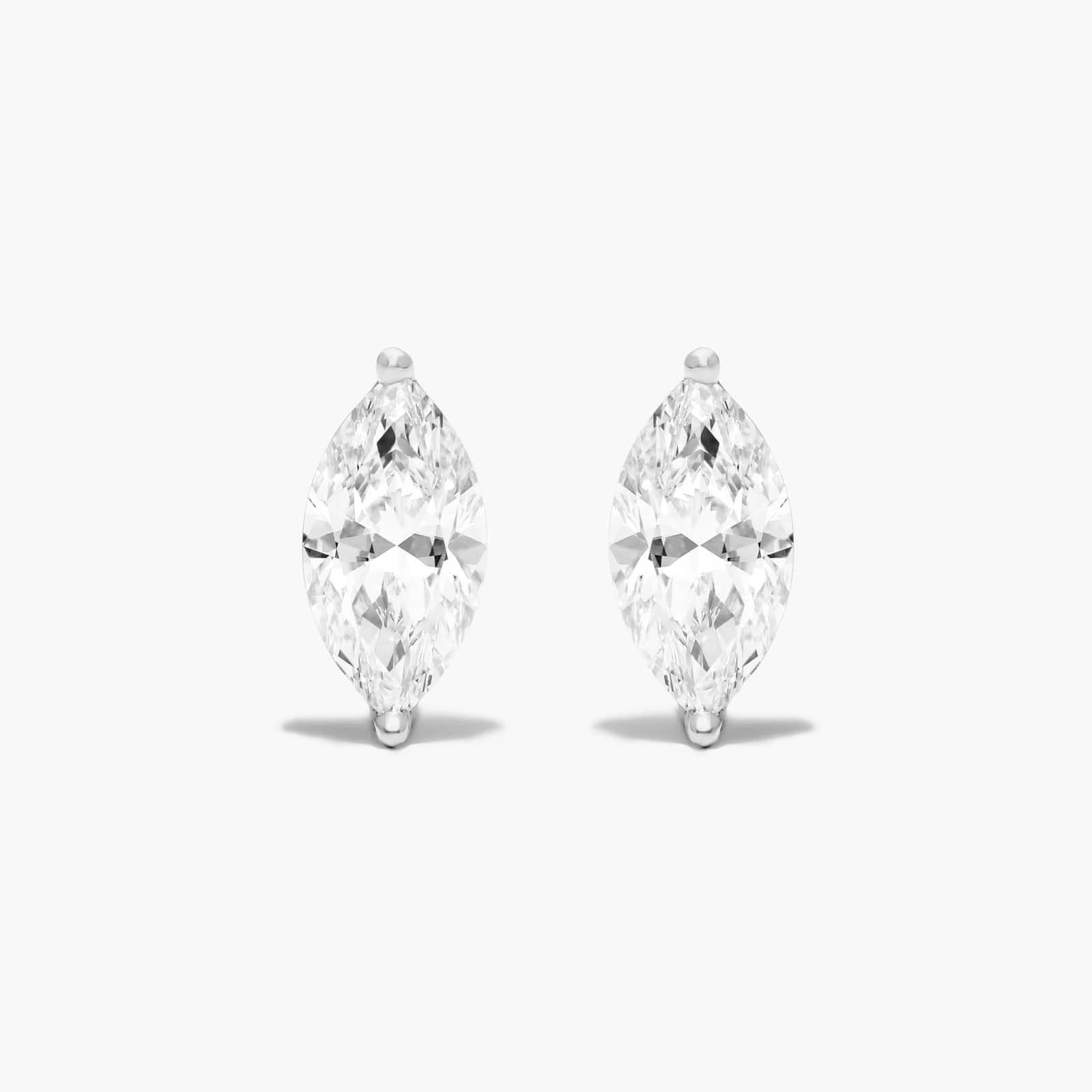 14K White Gold Marquise Cut Diamond Stud Earrings