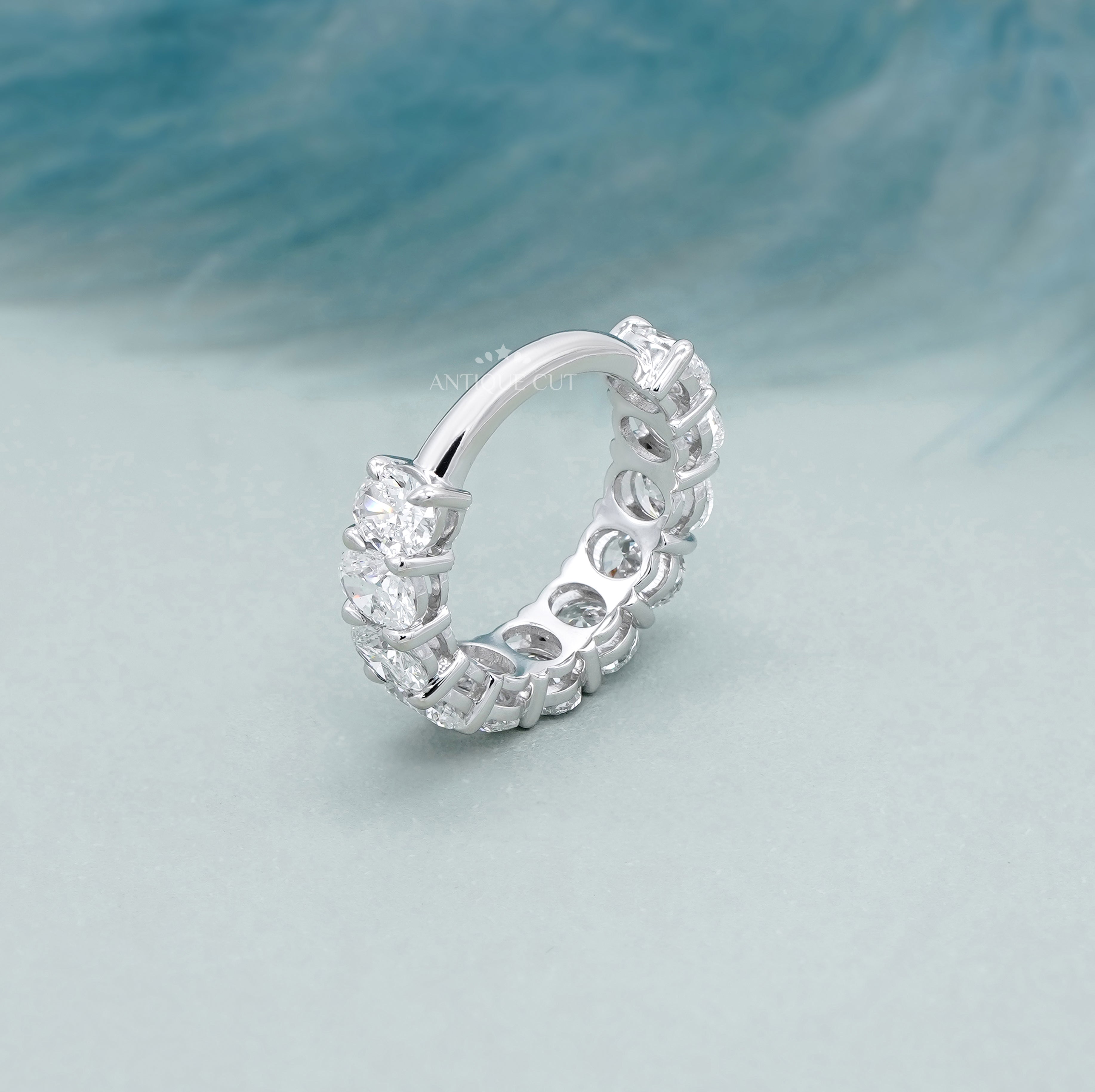 3.30tcw Oval Cut Lab Grown Diamond Eternity Band | White Gold IGI Certified