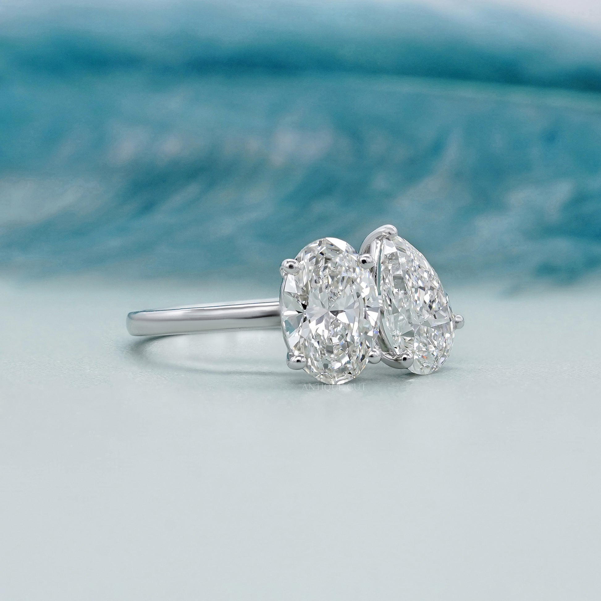 Oval & Pear 4.40tcw Toi et Moi Lab Grown Diamond Engagement Ring | IGI Certified