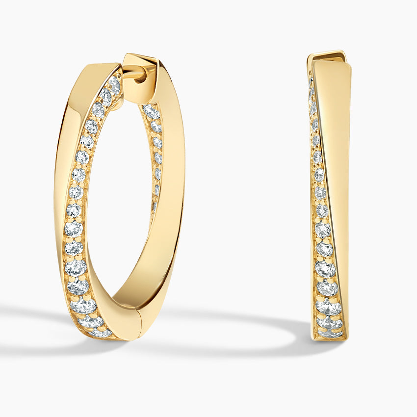 Round Lab Grown Diamond Spira Hoop Earrings, EF Color, VS Clarity, IGI Certified