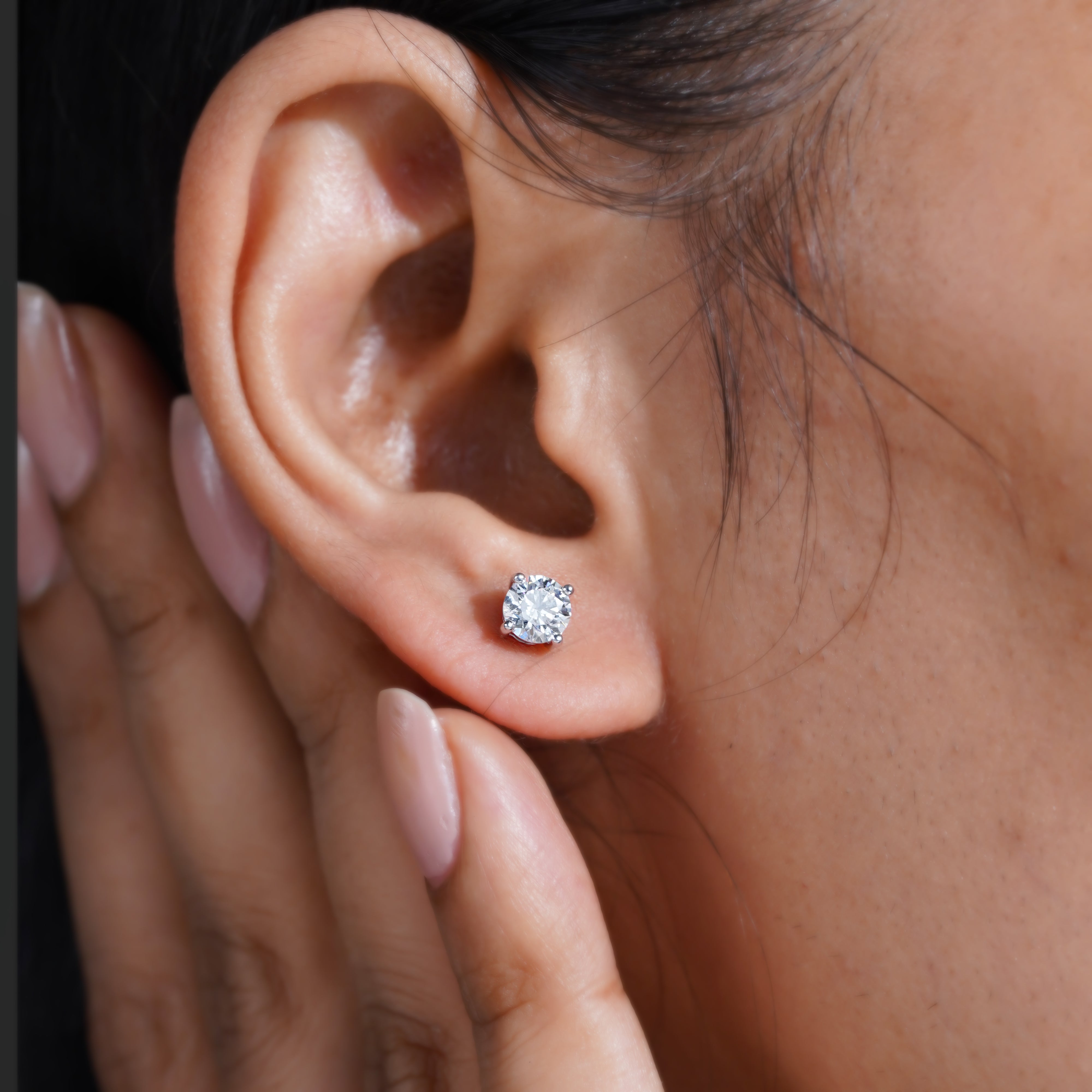 1.00tcw Round Lab Grown Diamond Stud Earrings | White Gold | D-E-F Color, VVS-VS Clarity | IGI Certified | Everyday Luxury Earrings
