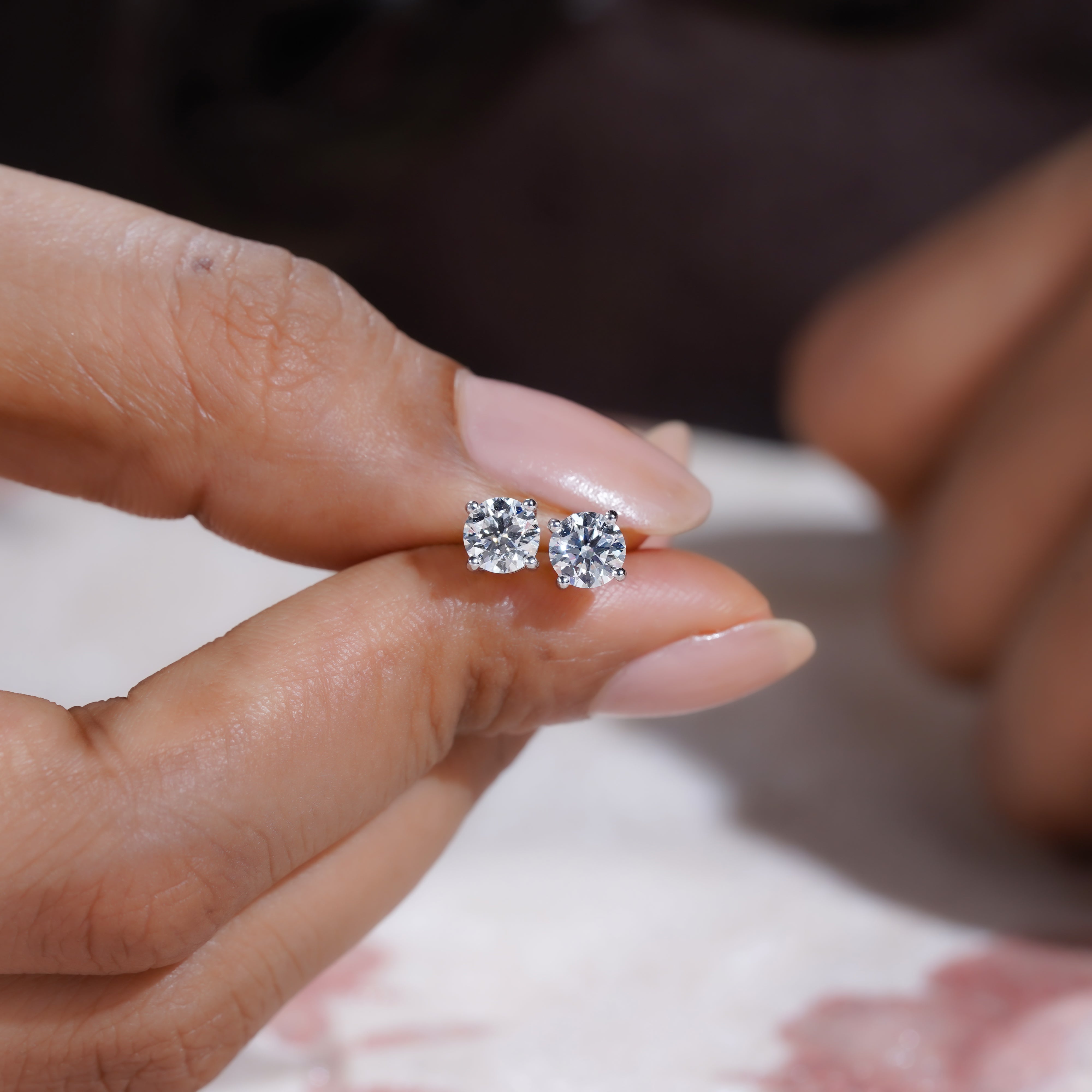 1.00tcw Round Lab Grown Diamond Stud Earrings | White Gold | D-E-F Color, VVS-VS Clarity | IGI Certified | Everyday Luxury Earrings
