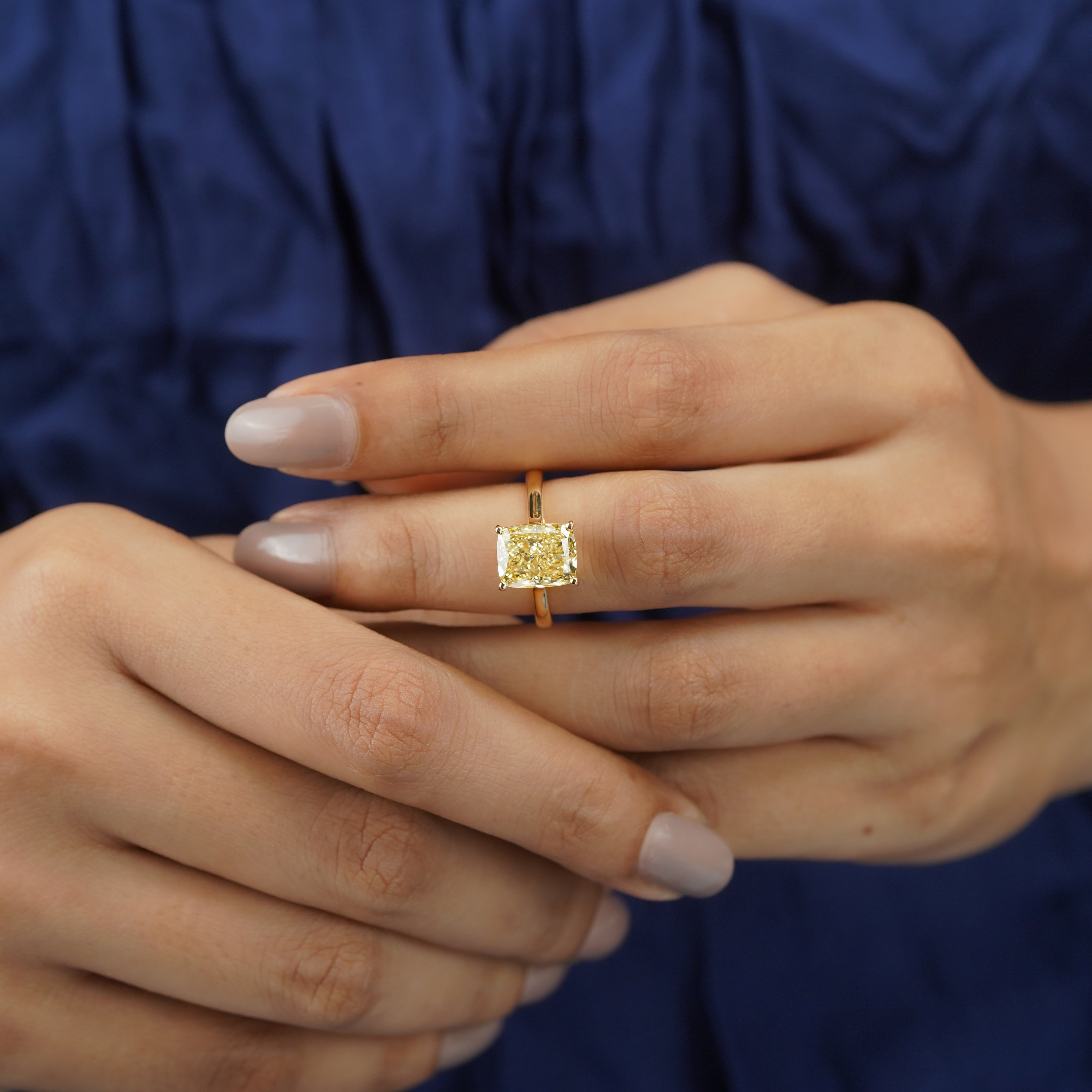 Fancy Yellow Radiant 4.00ct Lab Grown Diamond Engagement Ring | Yellow Gold Solitaire | VVS–VS Clarity | Ethical Wedding Ring
