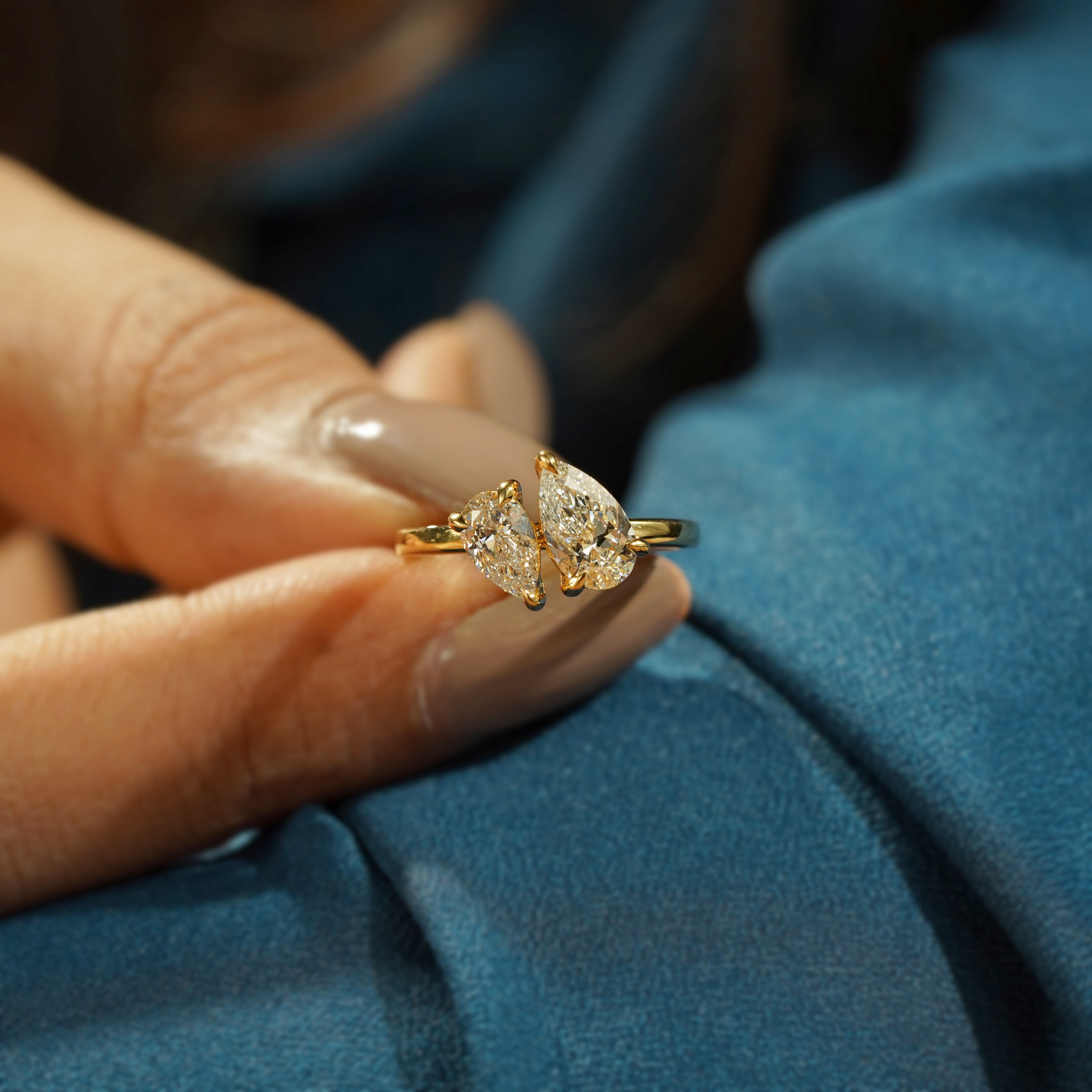 Double Pear 1.30tcw Lab-Grown Diamond Toi Et Moi Engagement Ring | IGI Certified | D-E-F Color VVS–VS