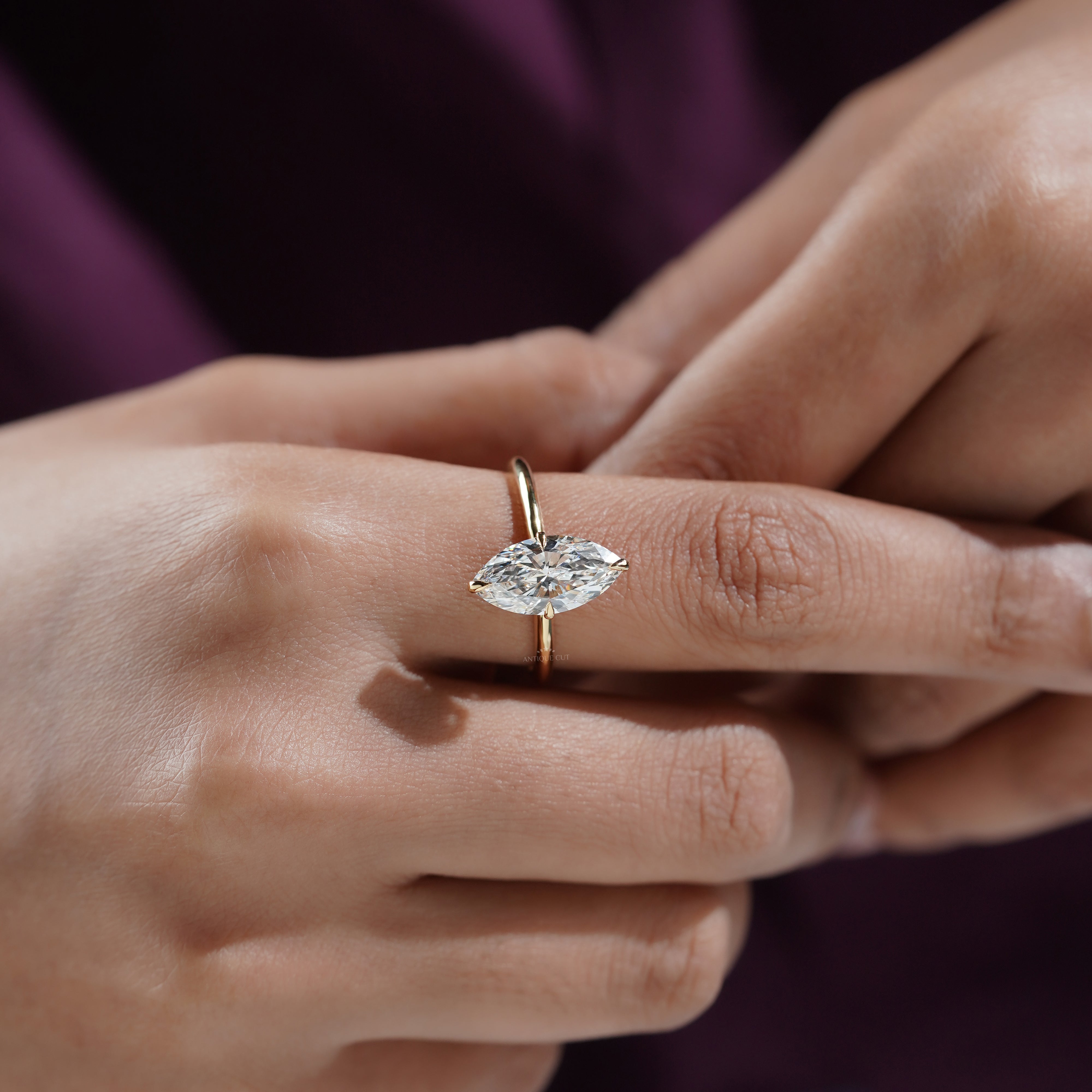 Marquise 3.20ct Lab Grown Diamond Hidden Halo Engagement Ring | IGI Certified