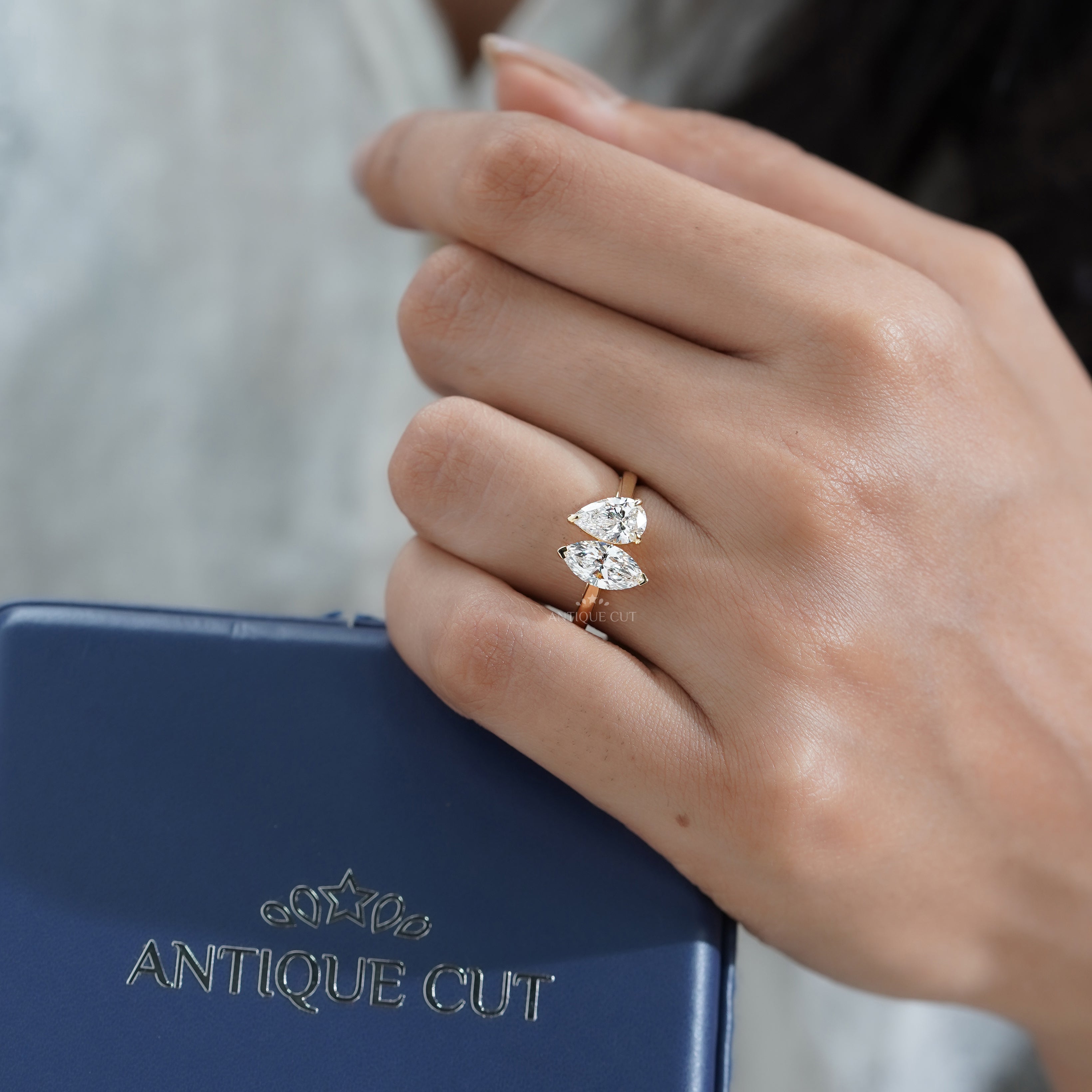 2.00tcw Toi Et Moi Engagement Ring | Pear & Marquise Lab Grown Diamond Ring | Two Stone Bypass Ring | | IGI Certified