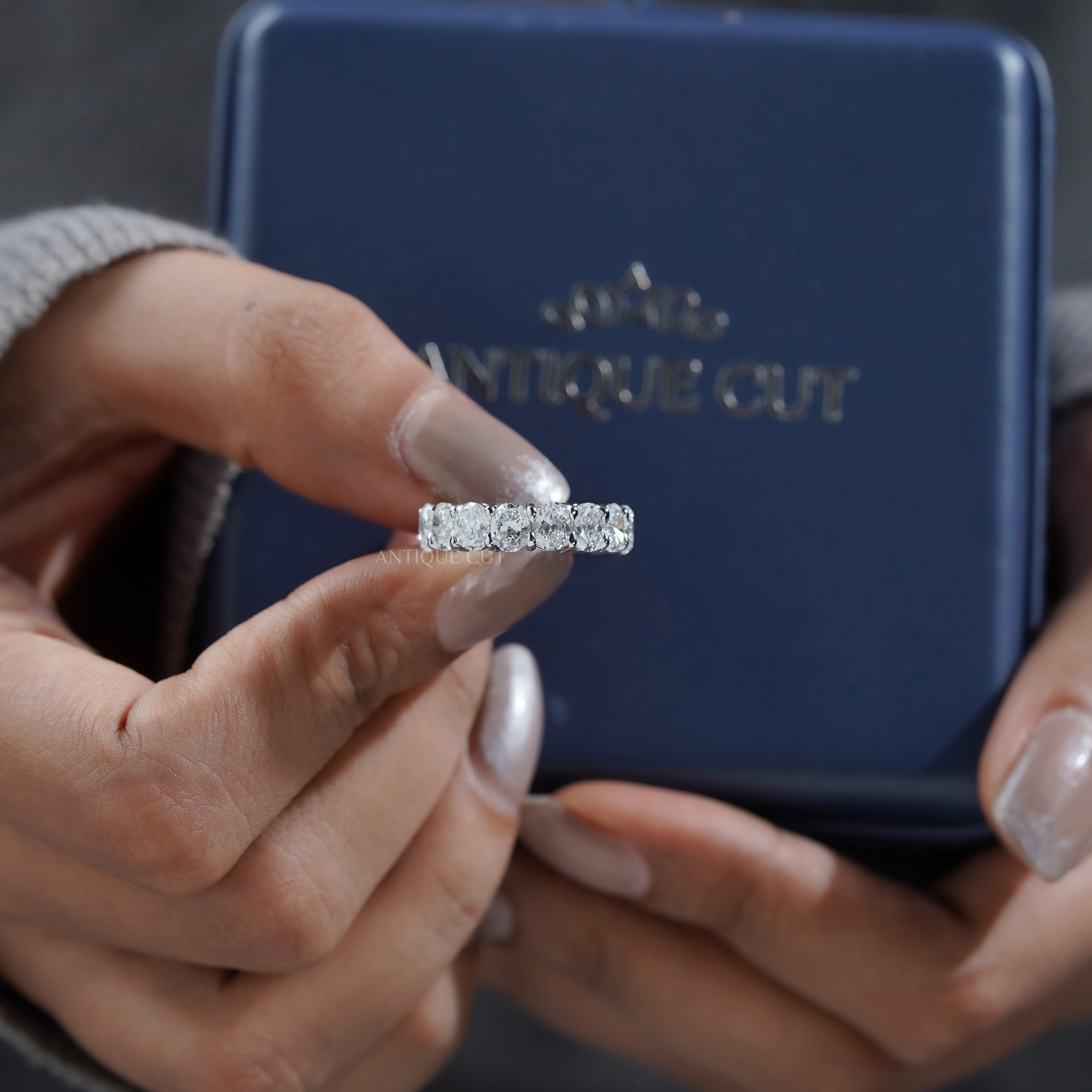 3.30tcw Oval Cut Lab Grown Diamond Eternity Band | White Gold IGI Certified