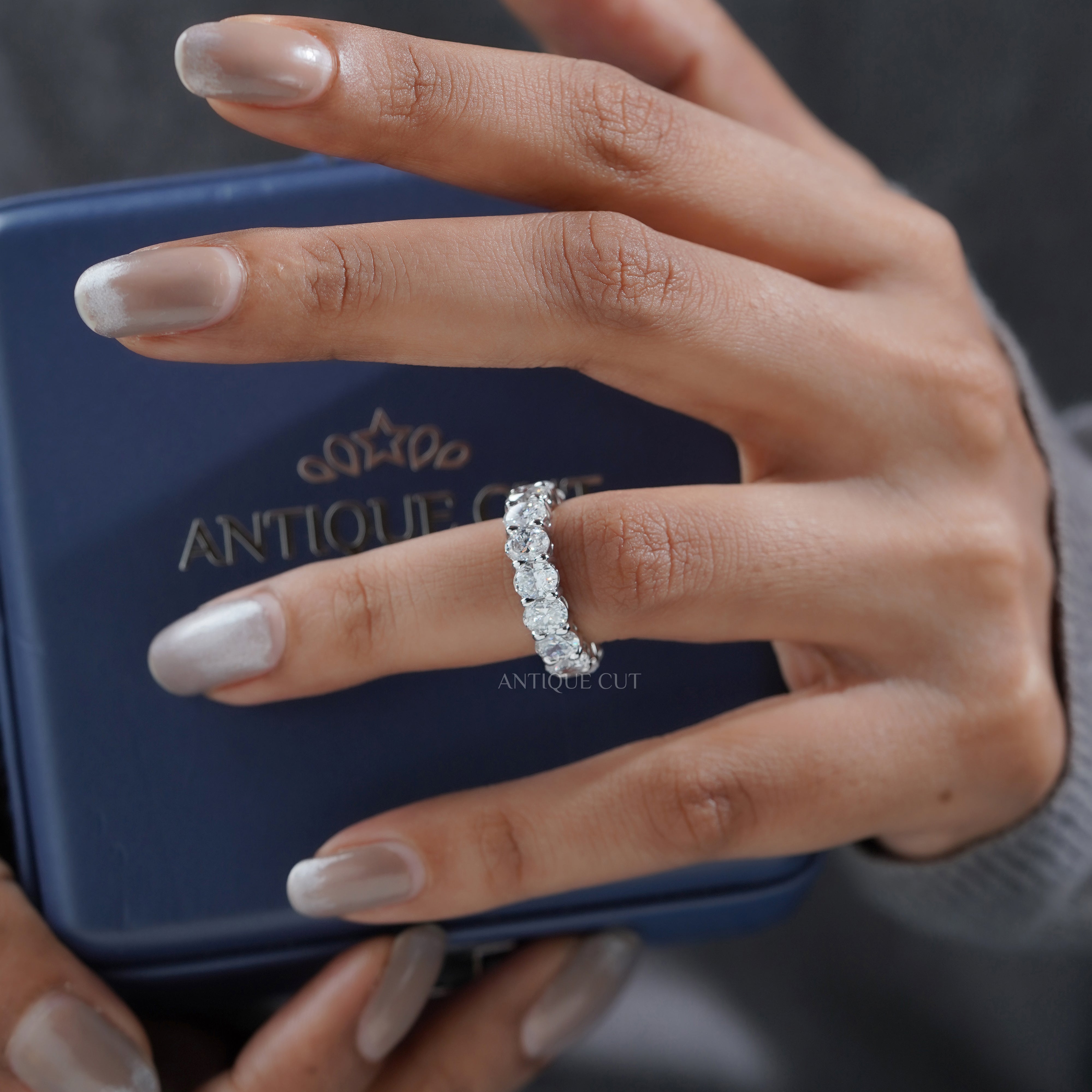 3.30tcw Oval Cut Lab Grown Diamond Eternity Band | White Gold IGI Certified