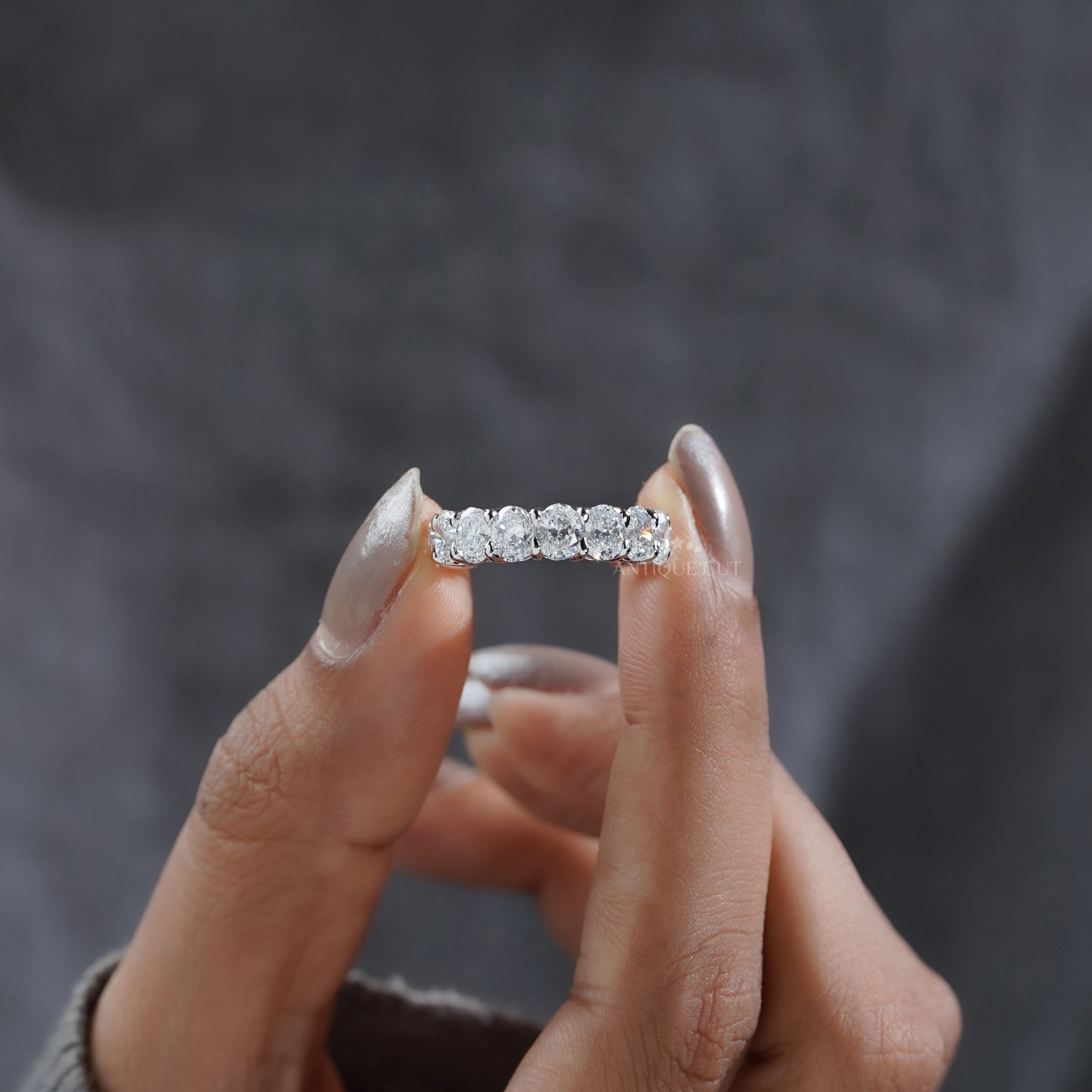 3.30tcw Oval Cut Lab Grown Diamond Eternity Band | White Gold IGI Certified