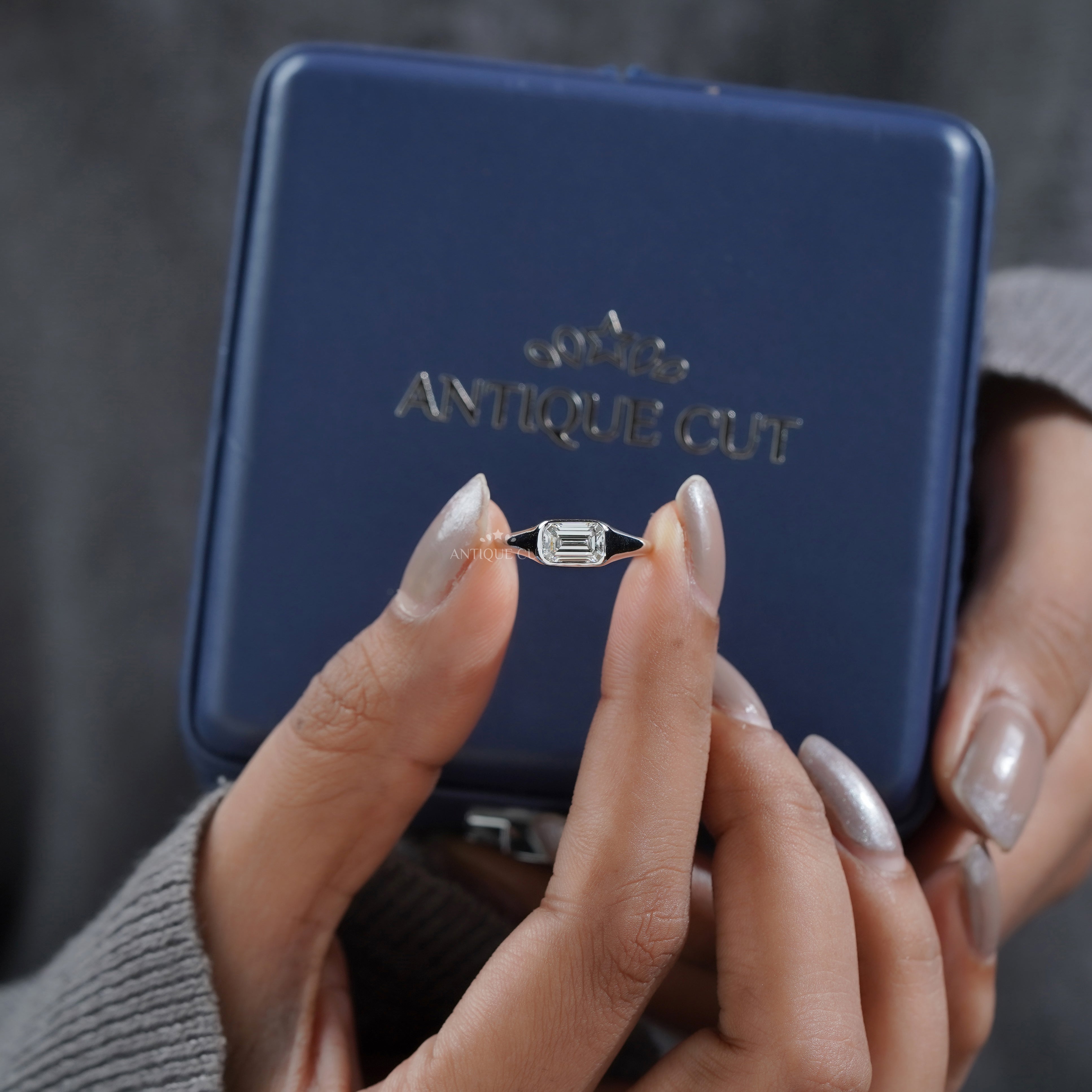 1.00ct Emerald Cut Lab-Grown Diamond Bezel Set Solitaire Ring | Minimalist Engagement Ring