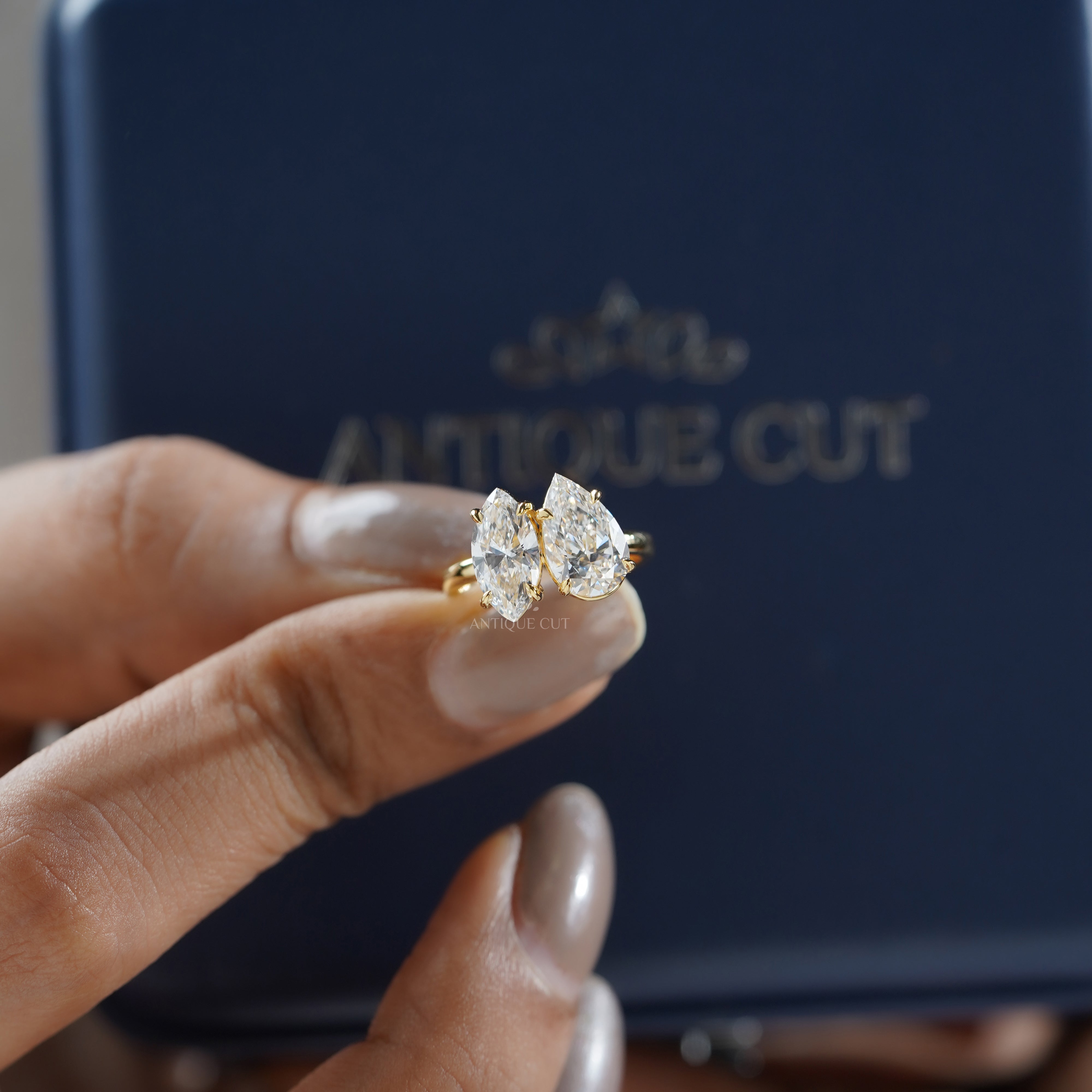 Pear & Marquise Toi et Moi Engagement Ring | 2.40tcw Lab-Grown Diamond Ring | 14k Yellow Gold | IGI Certified