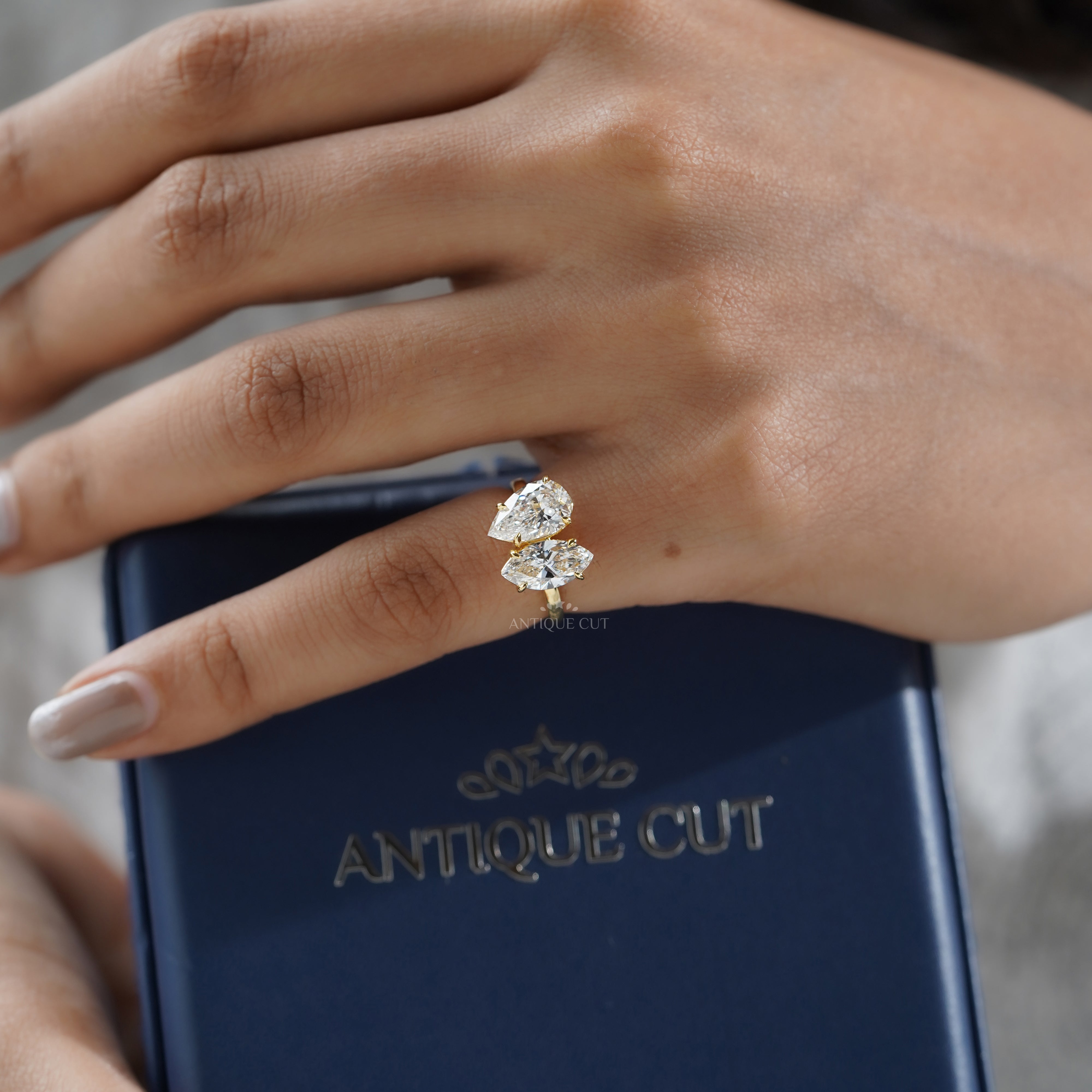 Pear & Marquise Toi et Moi Engagement Ring | 2.40tcw Lab-Grown Diamond Ring | 14k Yellow Gold | IGI Certified
