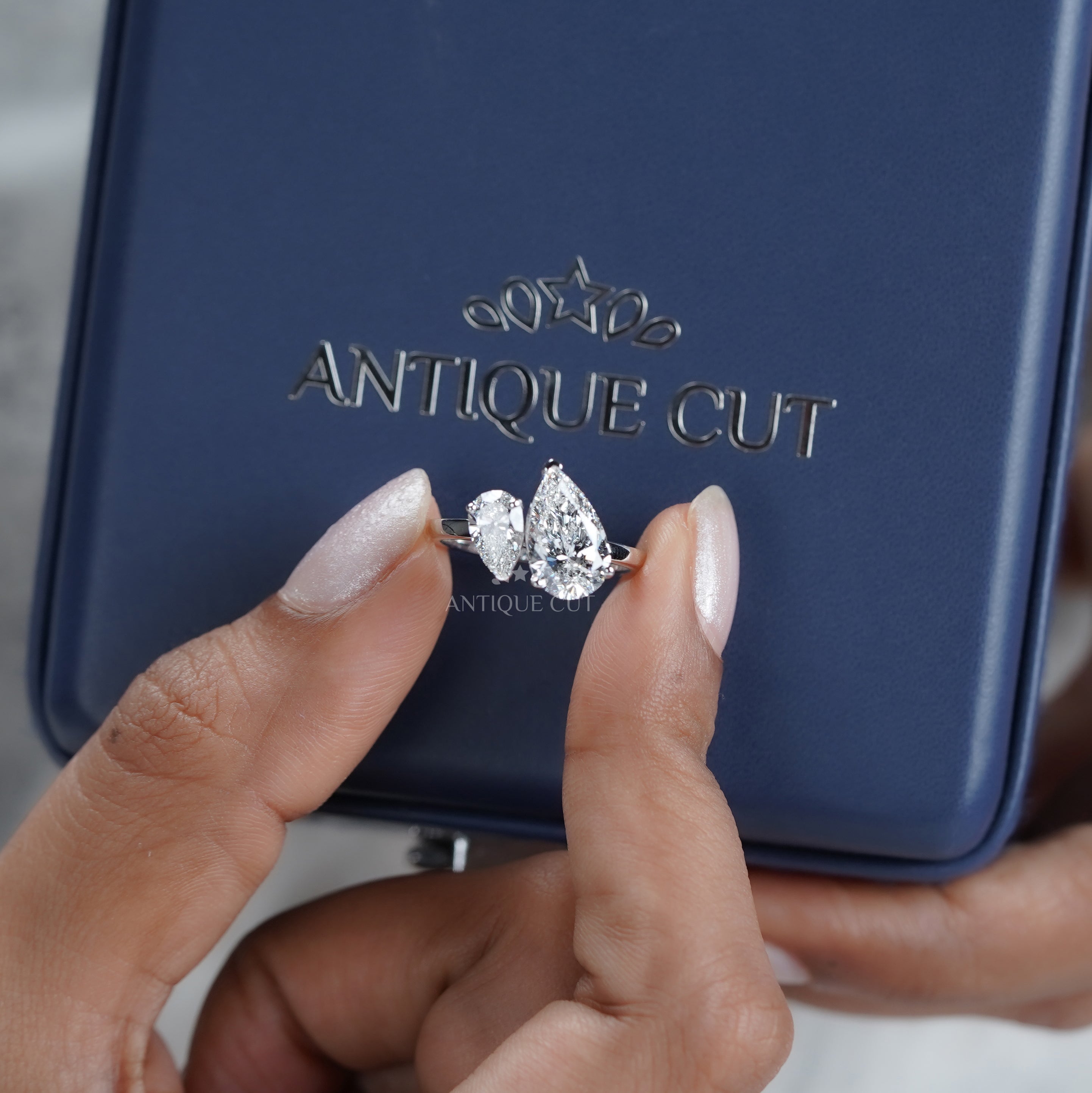 Pear Toi et Moi 3.15ct Lab Diamond Ring | Unique Two-Stone | IGI Certified