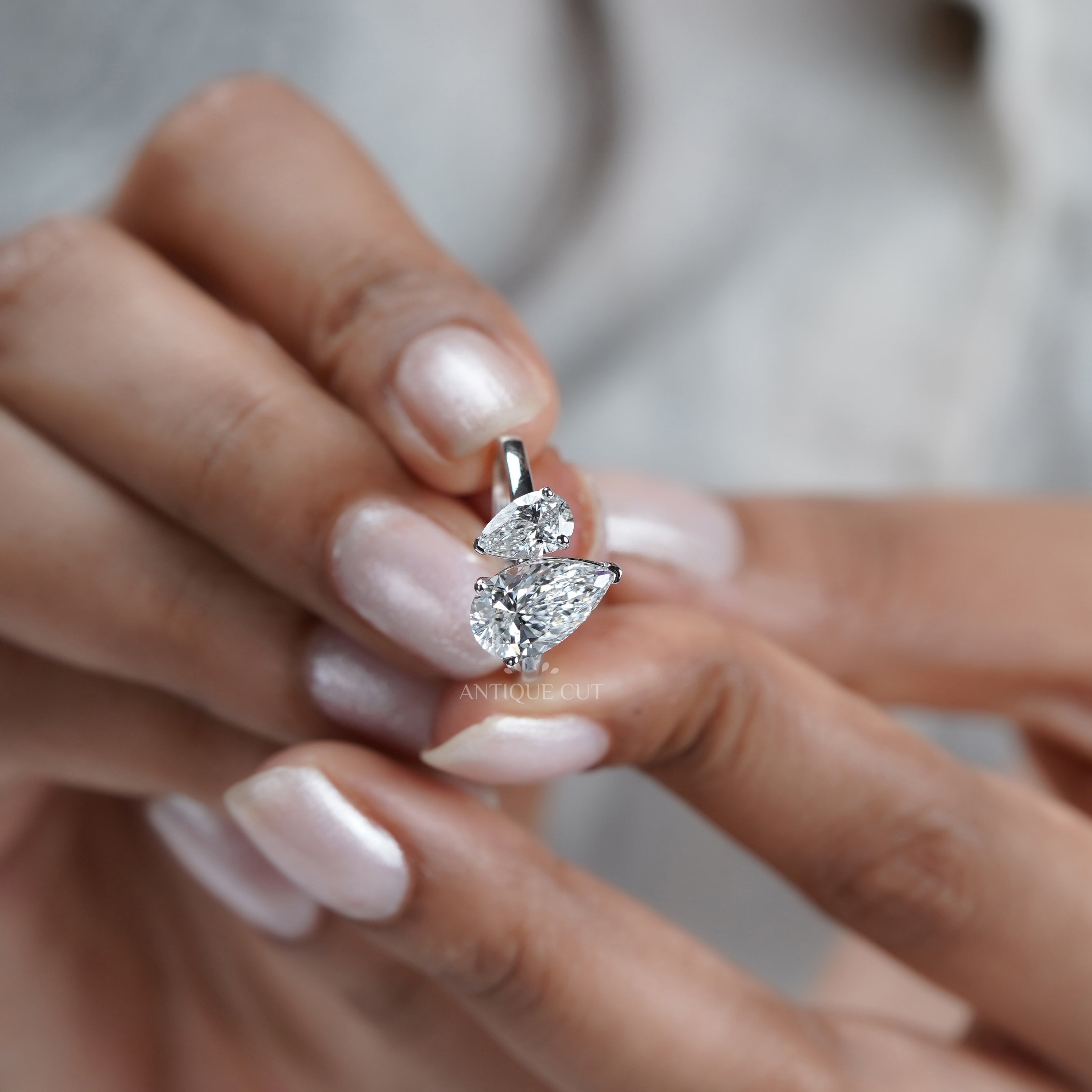 Pear Toi et Moi 3.15ct Lab Diamond Ring | Unique Two-Stone | IGI Certified