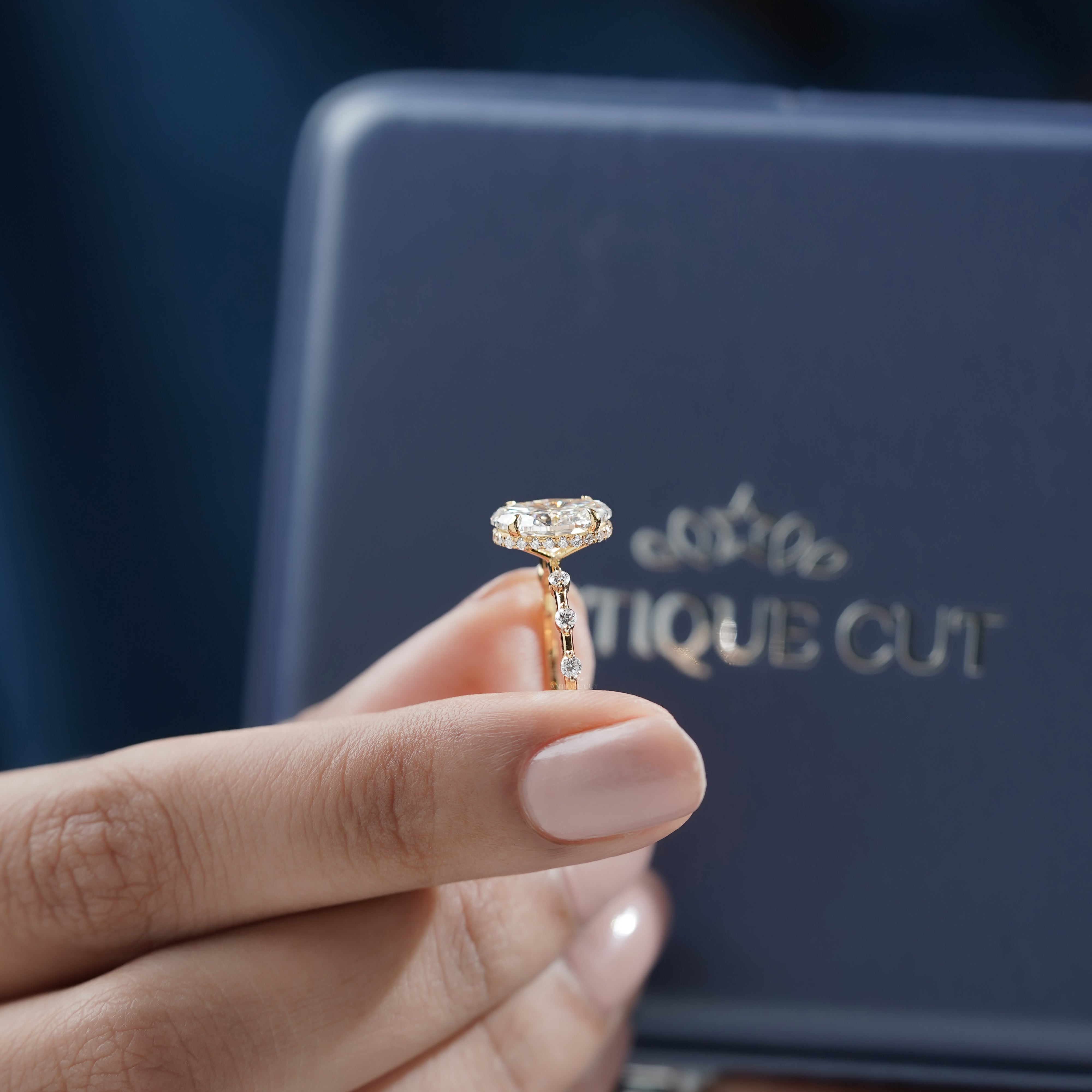Oval 2.30tcw Lab-Grown Diamond Engagement Ring | Yellow Gold Side Stones | IGI Certified