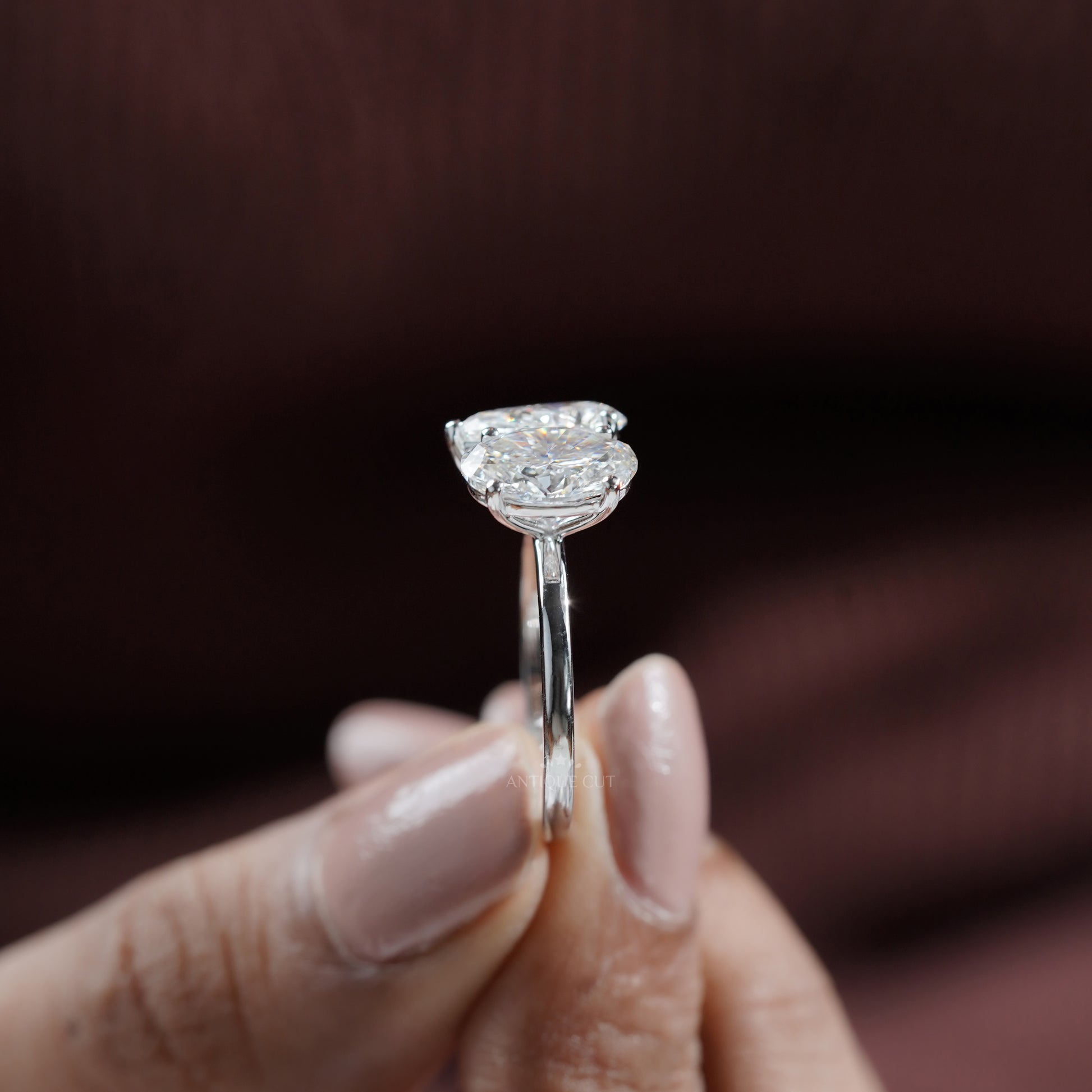 Oval & Pear 4.40tcw Toi et Moi Lab Grown Diamond Engagement Ring | IGI Certified