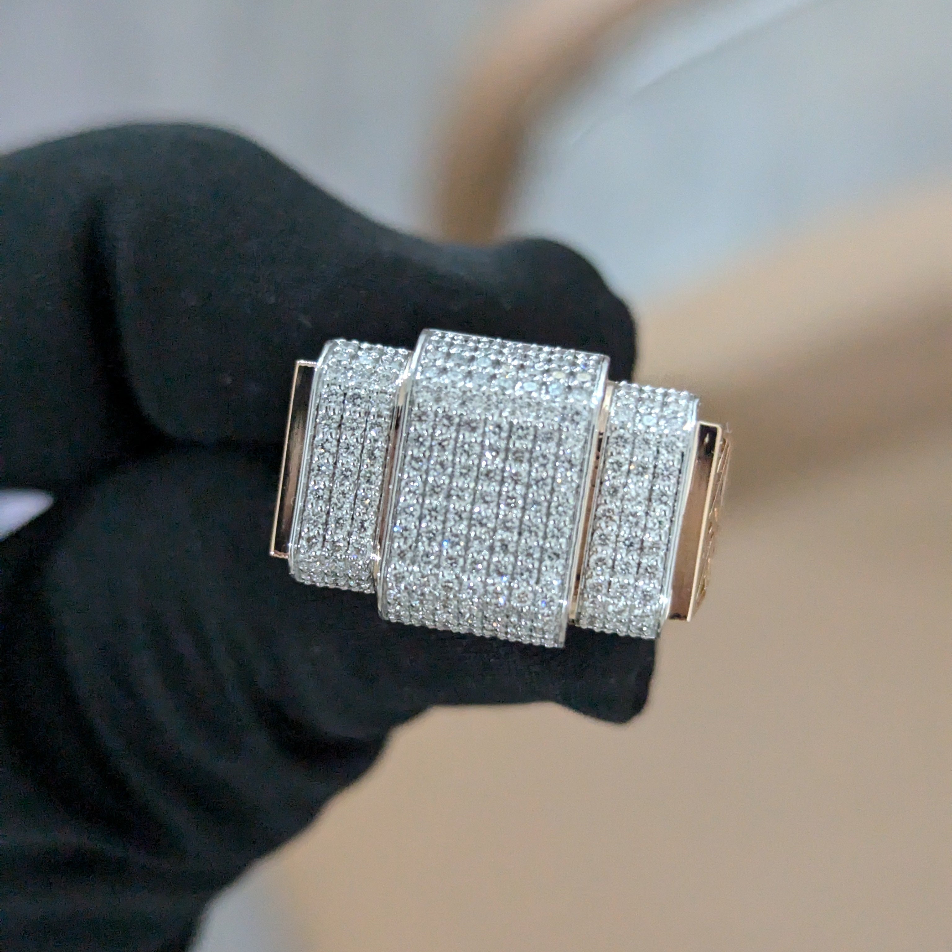Round 1.00ct Lab Grown Diamond Pave Rose Gold Men's Ring, D-E-F Color, VVS-VS Clarity - IGI Certificate