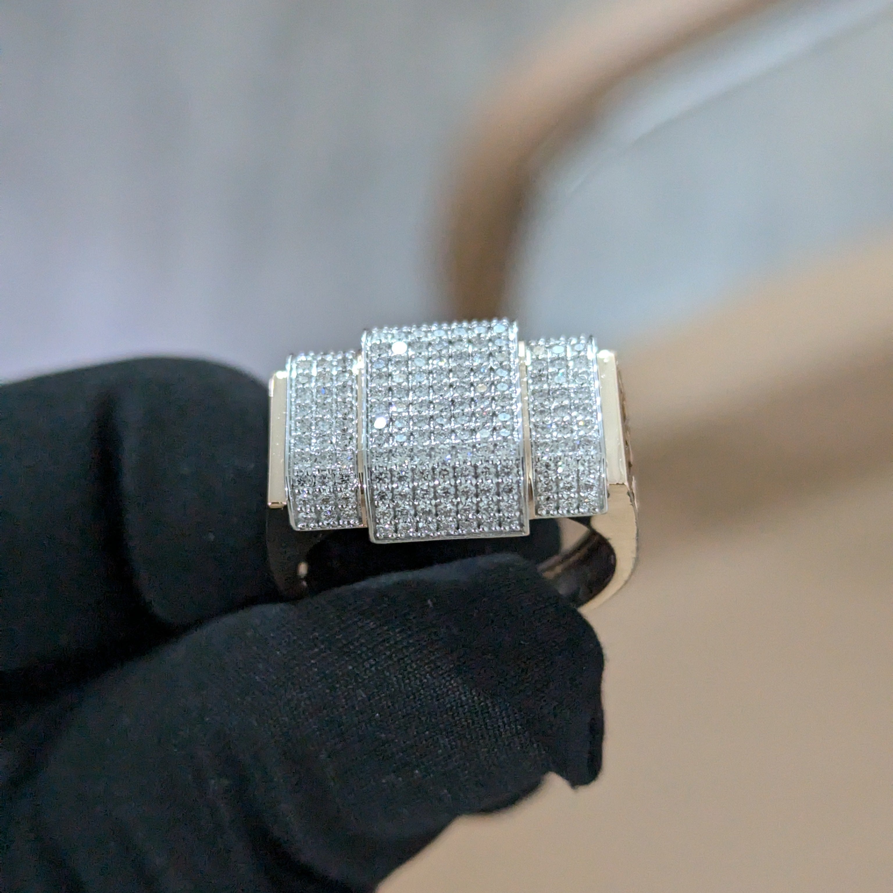 Round 1.00ct Lab Grown Diamond Pave Rose Gold Men's Ring, D-E-F Color, VVS-VS Clarity - IGI Certificate