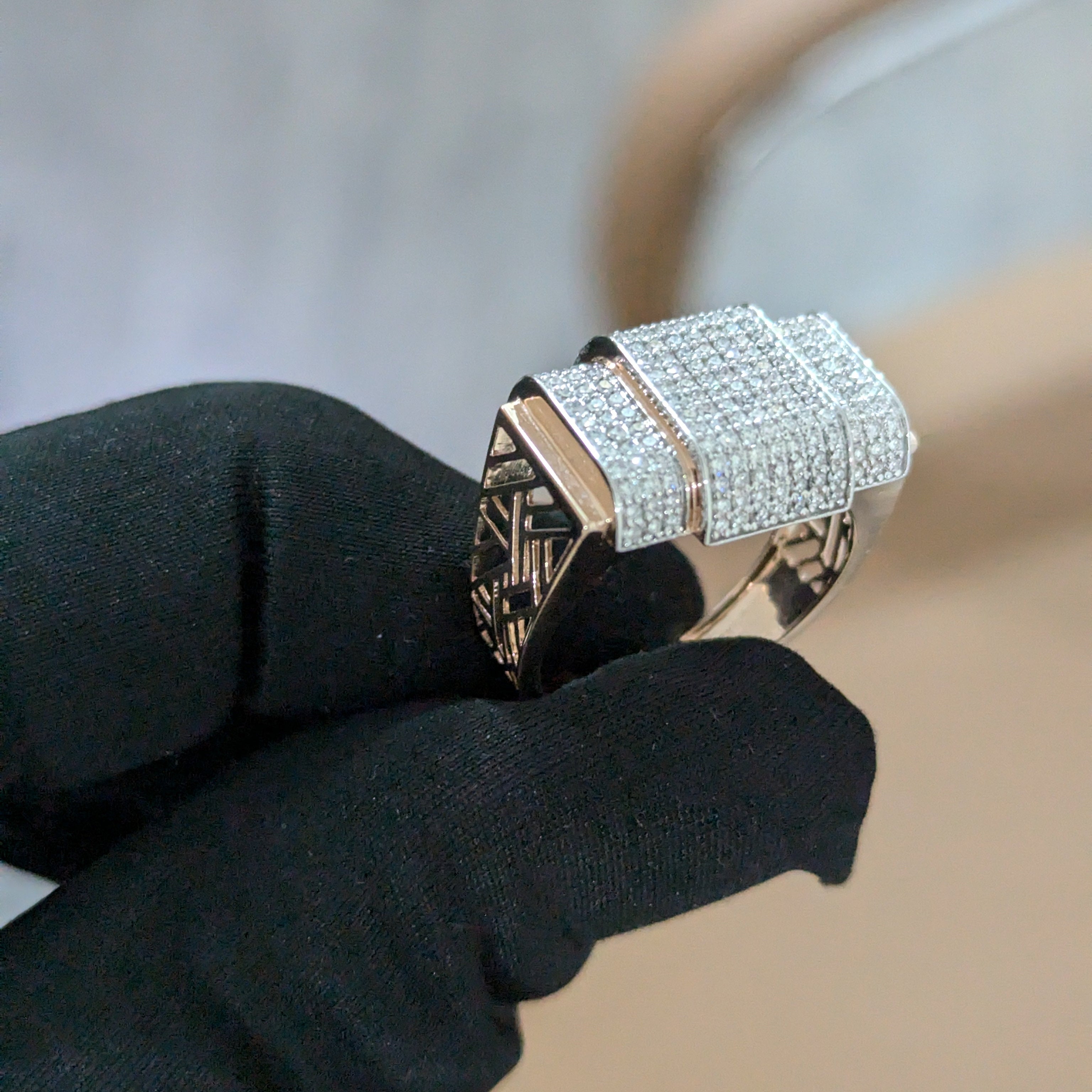 Round 1.00ct Lab Grown Diamond Pave Rose Gold Men's Ring, D-E-F Color, VVS-VS Clarity - IGI Certificate