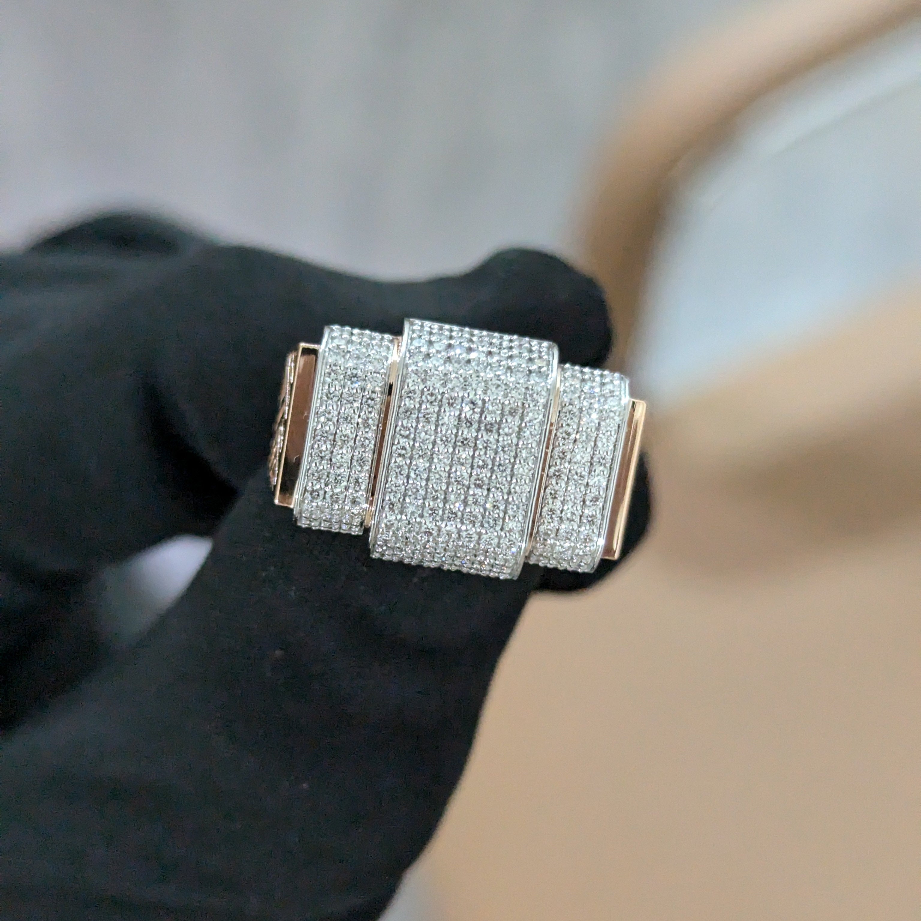 Round 1.00ct Lab Grown Diamond Pave Rose Gold Men's Ring, D-E-F Color, VVS-VS Clarity - IGI Certificate