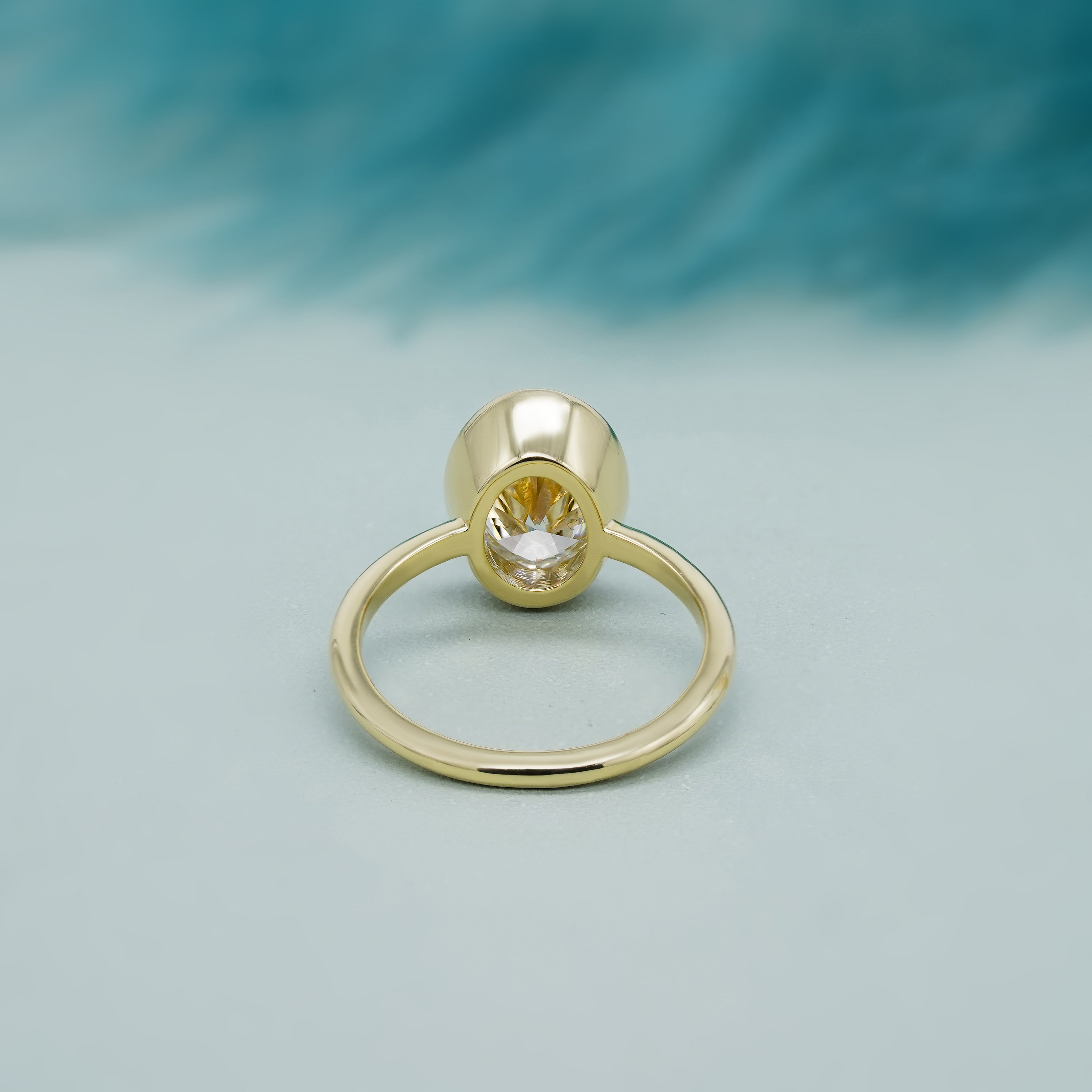 2.00ct Oval Lab Grown Diamond Bezel Engagement Ring – Ethical, Minimalist Style – VVS Clarity, D-E-F Color, IGI Certified