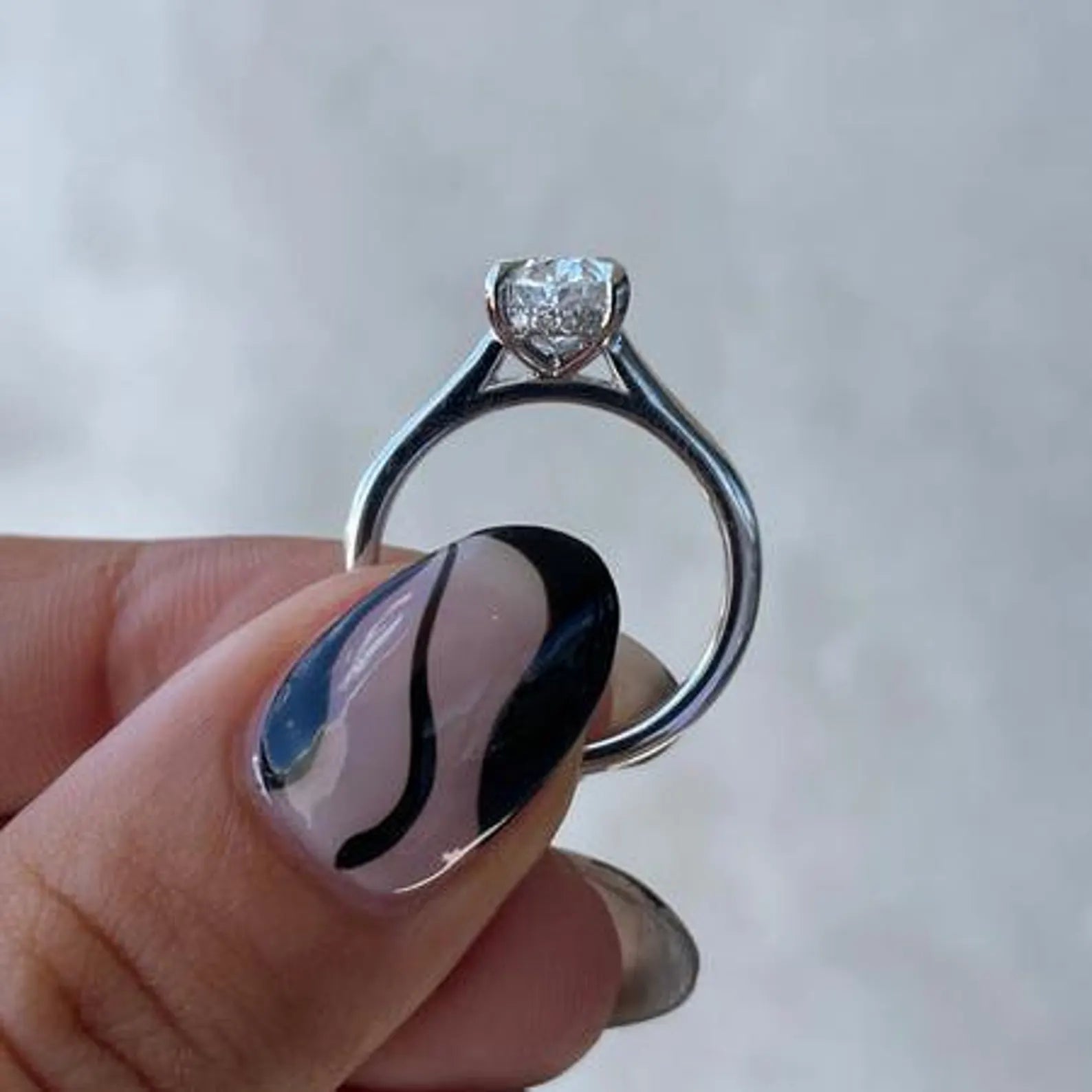 Oval 2.50tcw Lab Grown Diamond Cathedral Style with Hidden Halo Engagement ring, D-E-F Color, VVS-VS Clarity
